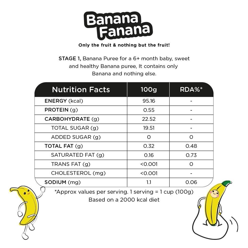 Mother Nurture Banana Fanana 100g - Pure Banana Puree - Stage 1 Baby Food (Pack of 4) | Mother Nurture