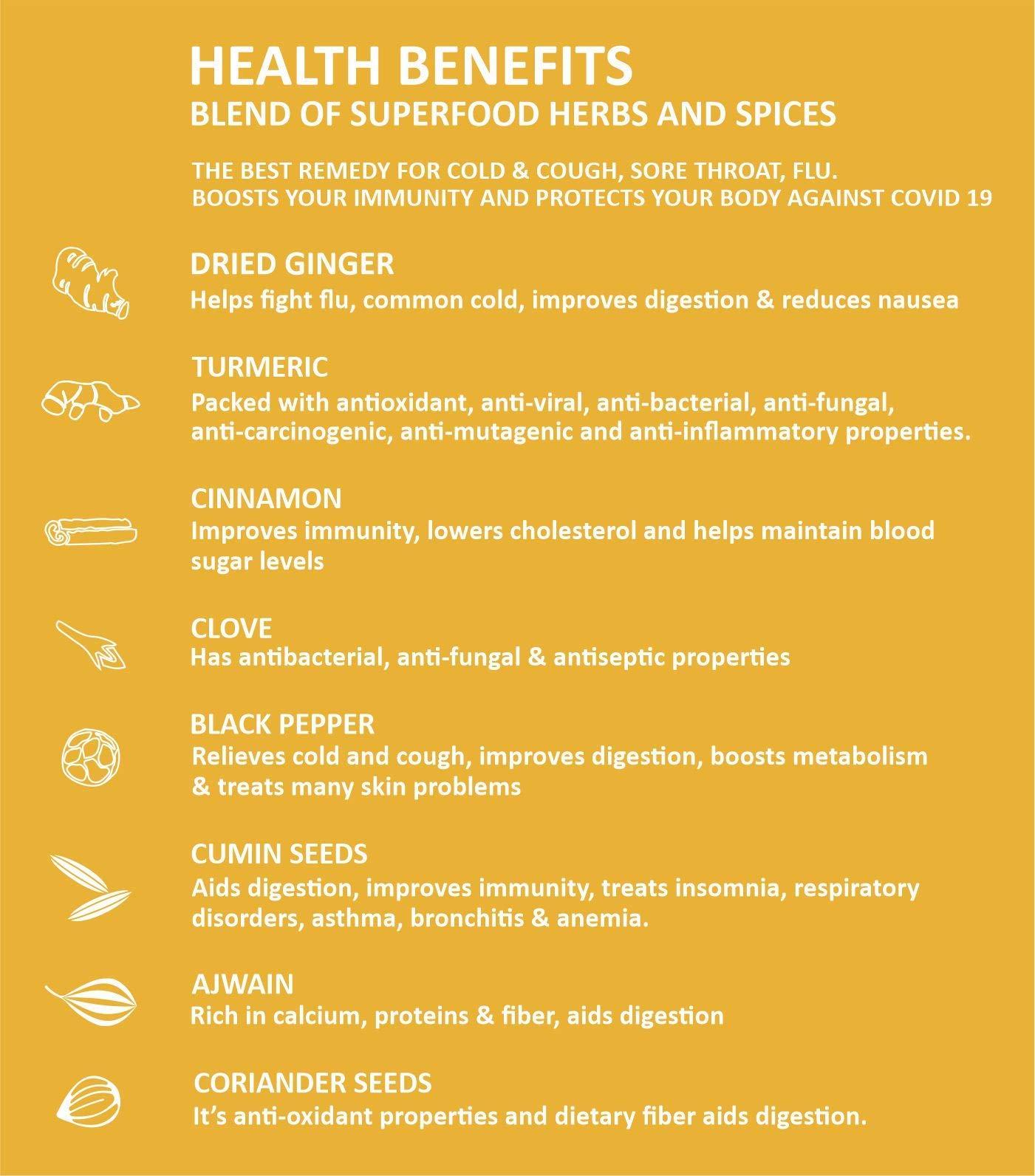 Octavius Octavius Turmeric Ayurvedic Kadha Powder - 75 gms | Ayush Kwath Kadha Powder helps relieve Cough and Cold | Immunity Booster Drink with Ayurvedic Herbs | Also Ideal to Make Ayurvedic Spiced Turmeric Latte Mix (Haldi Doodh) and Turmeric Tea