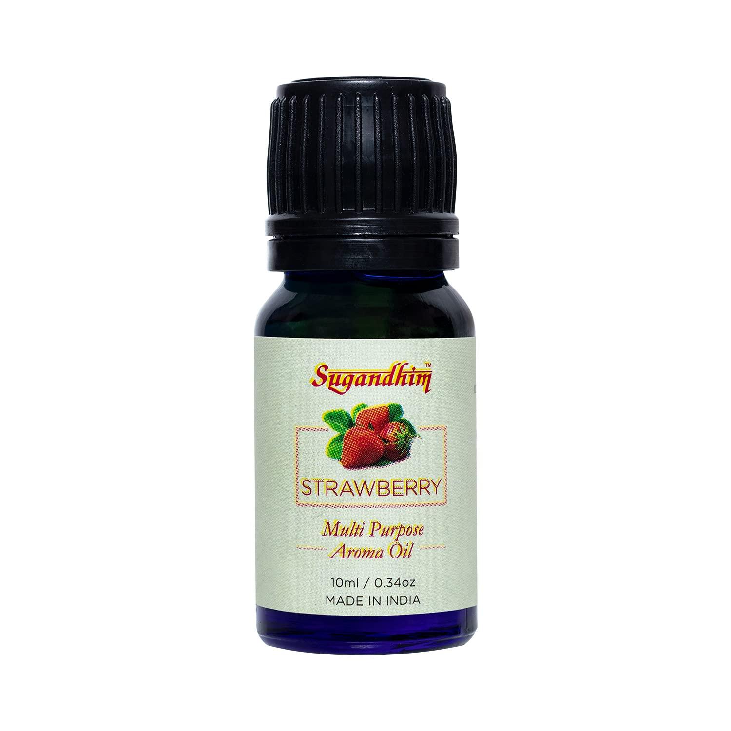 Sugandhim Sugandhim Multipurpose Aroma Oil Strawberry, 1 x 10ml, Natural Oil, Imparts Freshness In Bedroom Living Room Study Office & Other Spaces