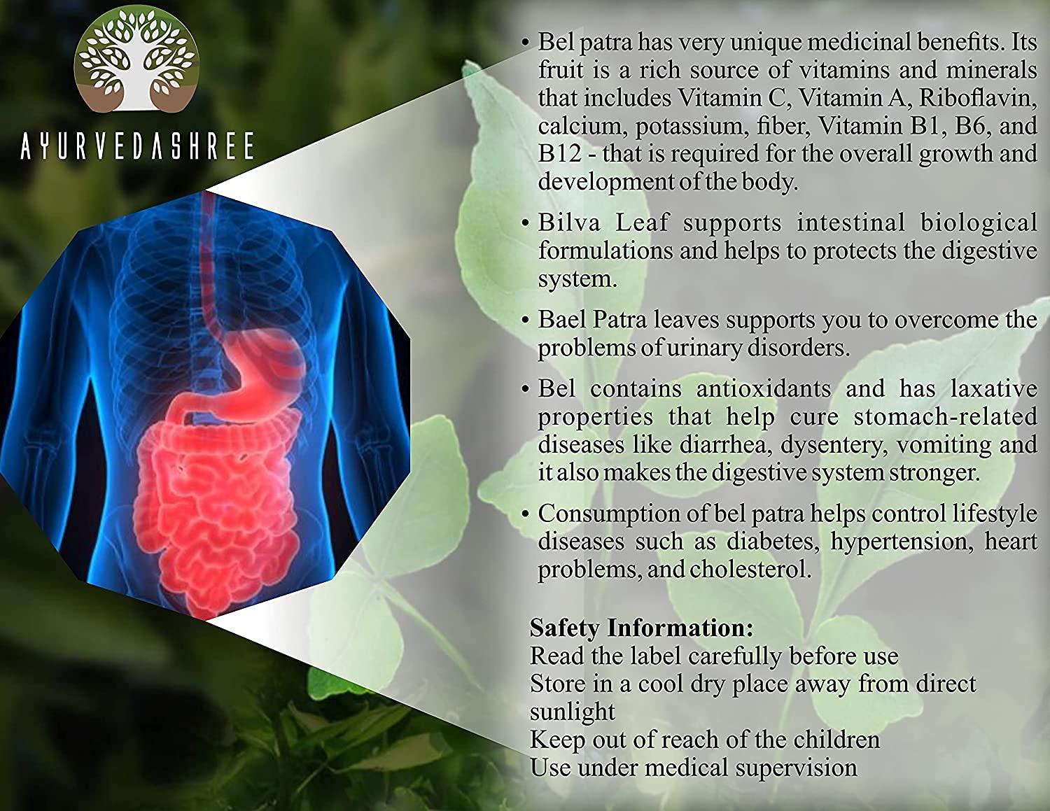 AYURVEDASHREE AYURVEDASHREE Bilva Powder - Bael Leaves Powder - Aegle marmelos - 200 Gm - Supports Proper Function of The Bowels