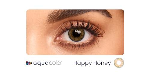 AQUALENS CONTACT LENSES Aquacolor Daily Disposable Colored Lenses with 0 Power - Happy Honey - (10 Lens/Box)