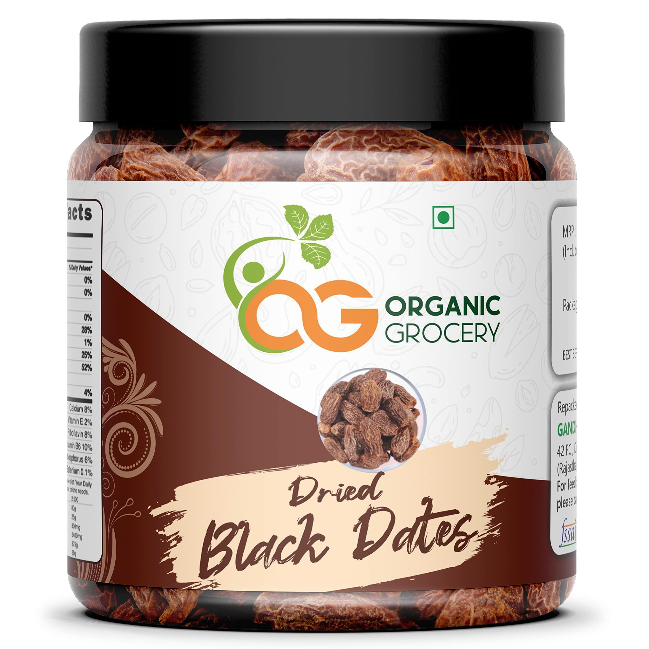 Organic Grocery Organic Grocery Black Khajoor,Dry Black Dates - 200 Gms. Sukha Khajoor (Kala Chuara), Khajur Dry Fruit, Khajoor Dates | Jar Pack Diwali Celebration gift pack hamper