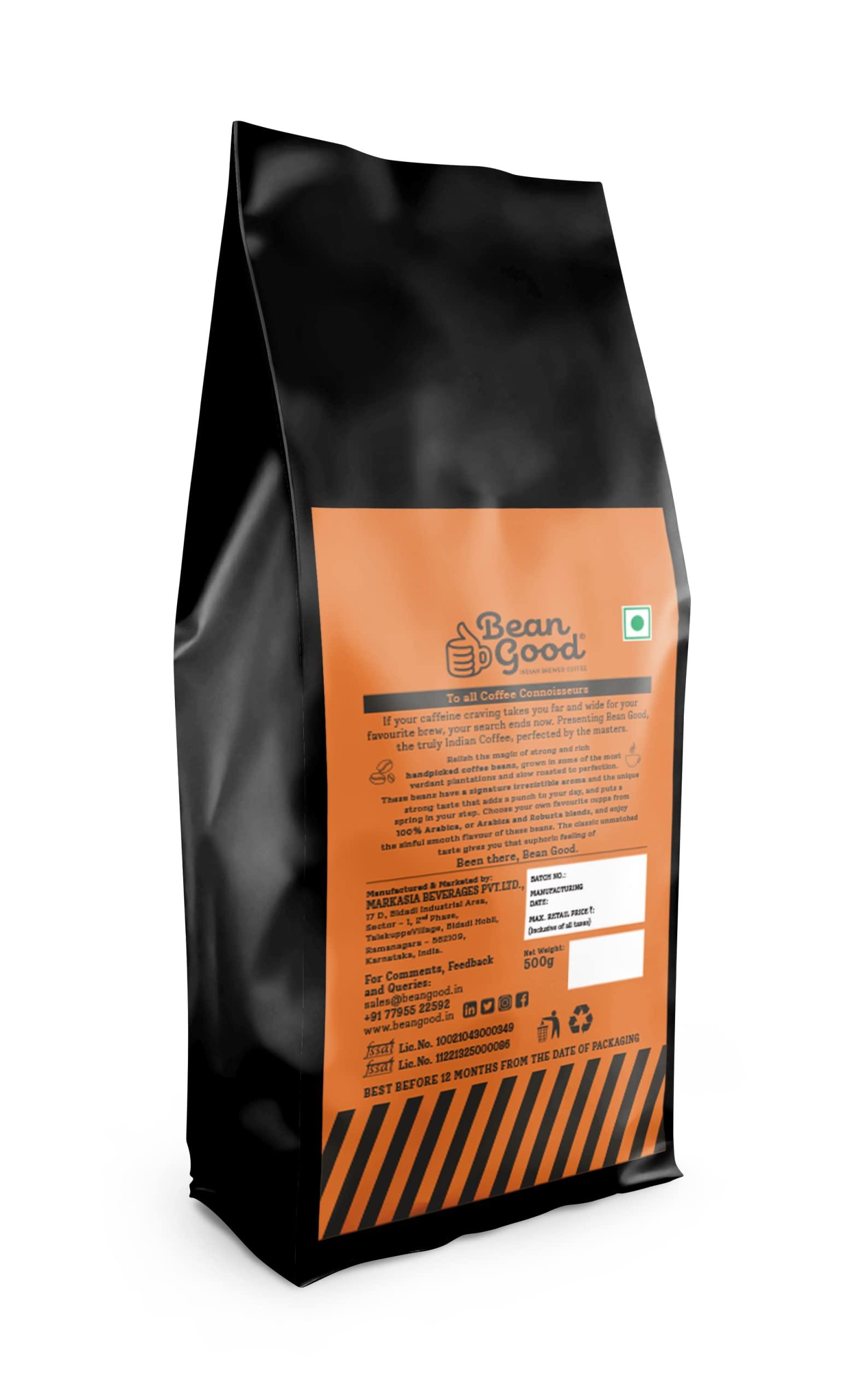 Bean Good Bean Good Indian Brewed Coffee Beans 500g - Freshly Roasted Beans from Chikmagalur - 100% Pure Arabica Beans