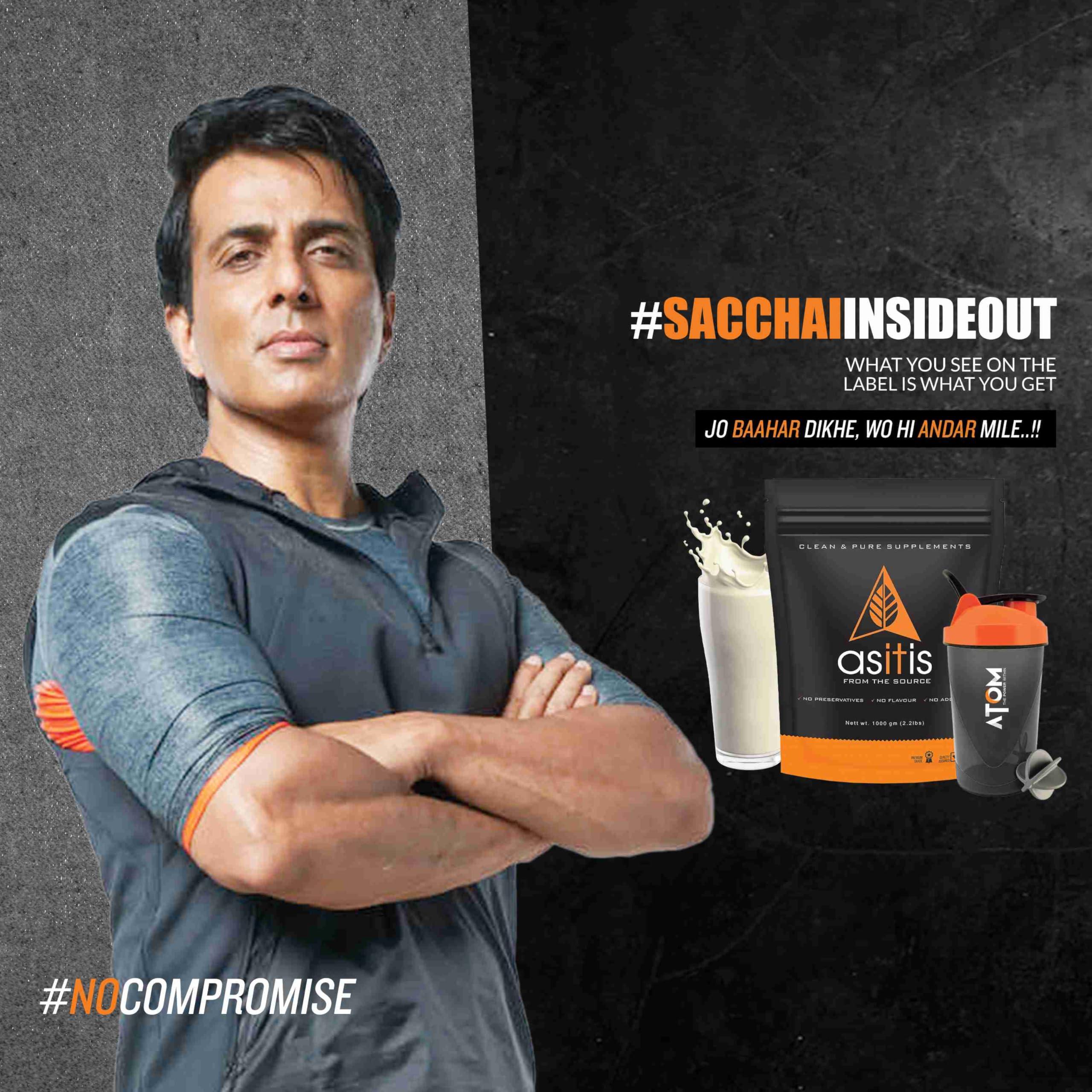 Asitis Nutrition AS-IT-IS Nutrition Whey Protein Concentrate 80% Unflavoured, Labdoor Certified (Whey+Shaker) 1000 gm