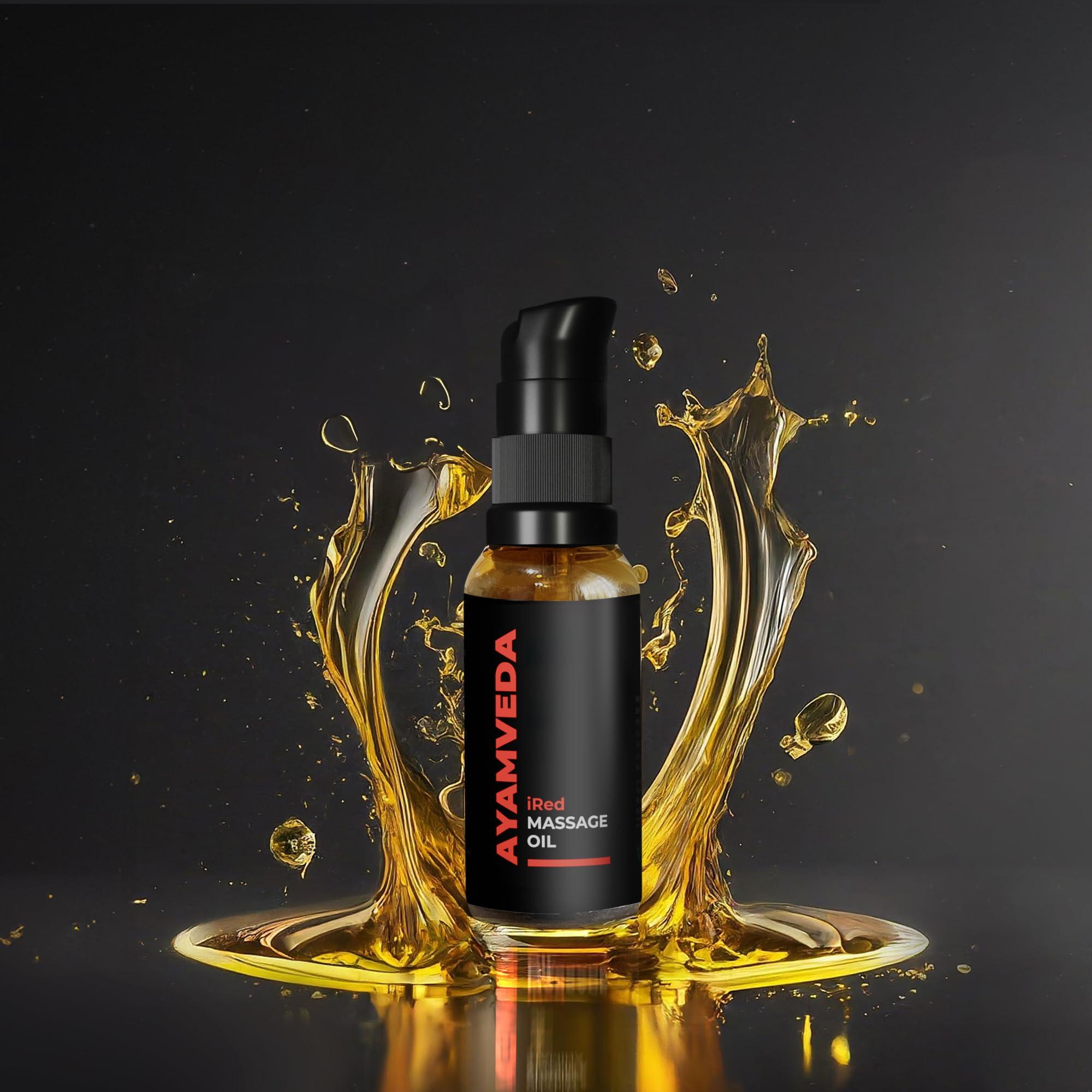 AyamVeda AyamVeda by Dr.Ajayita - iRed Massage Oil For Men with 60+ Premium herbs like Ashwagandha I Strength and Stamina Destroyer of Weakness (60 Days Pack) For External Use Only | No Side Effects