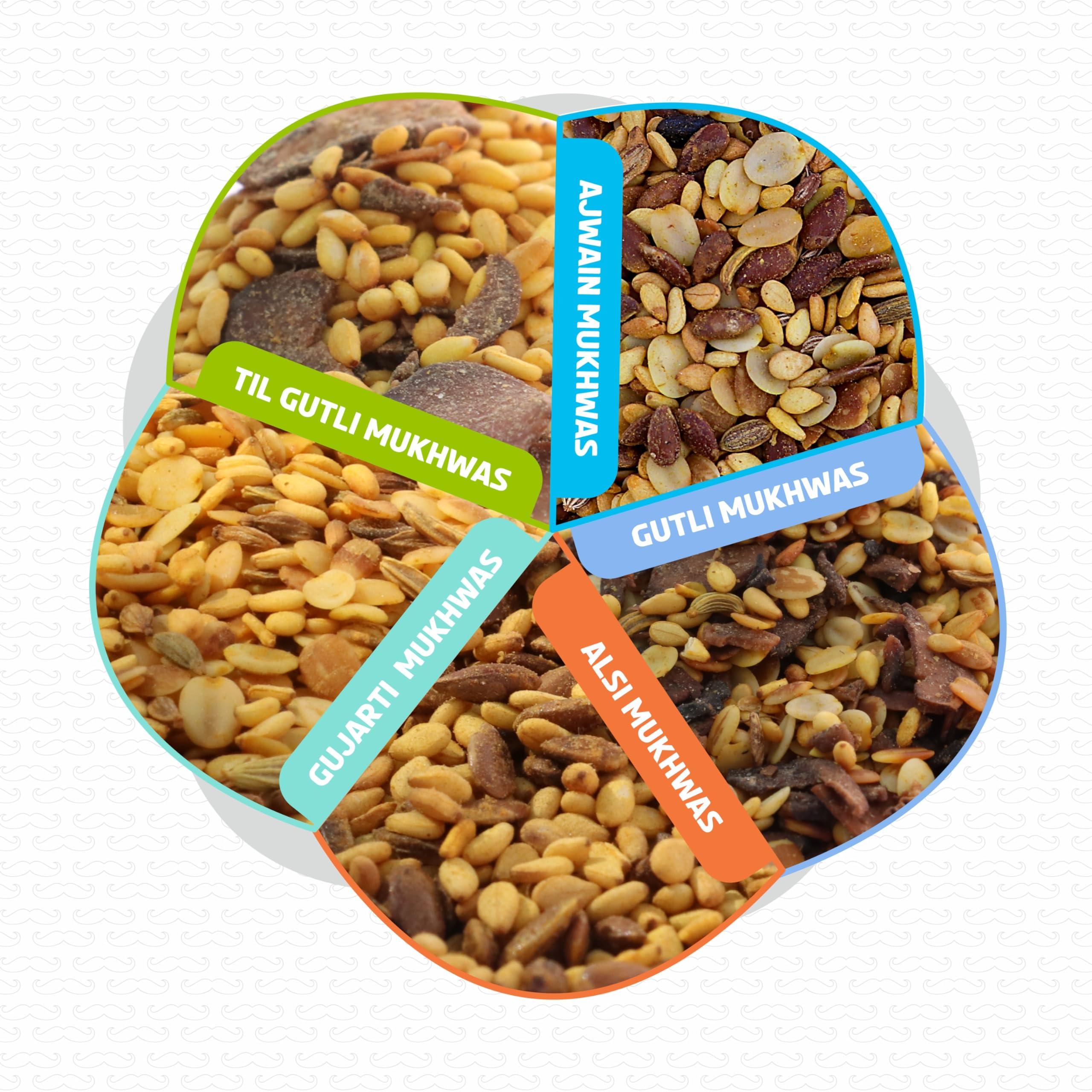 Patel...Swad Patel\'s Mukhwas Mouth Freshener PACK OF 5 (Gujarati Mukhwas, Gutli Mukhwas, Til Gutli Mukhwas, Ajwain Mukhwas, Alsi Tal Mukhwas) 100 Grams Each