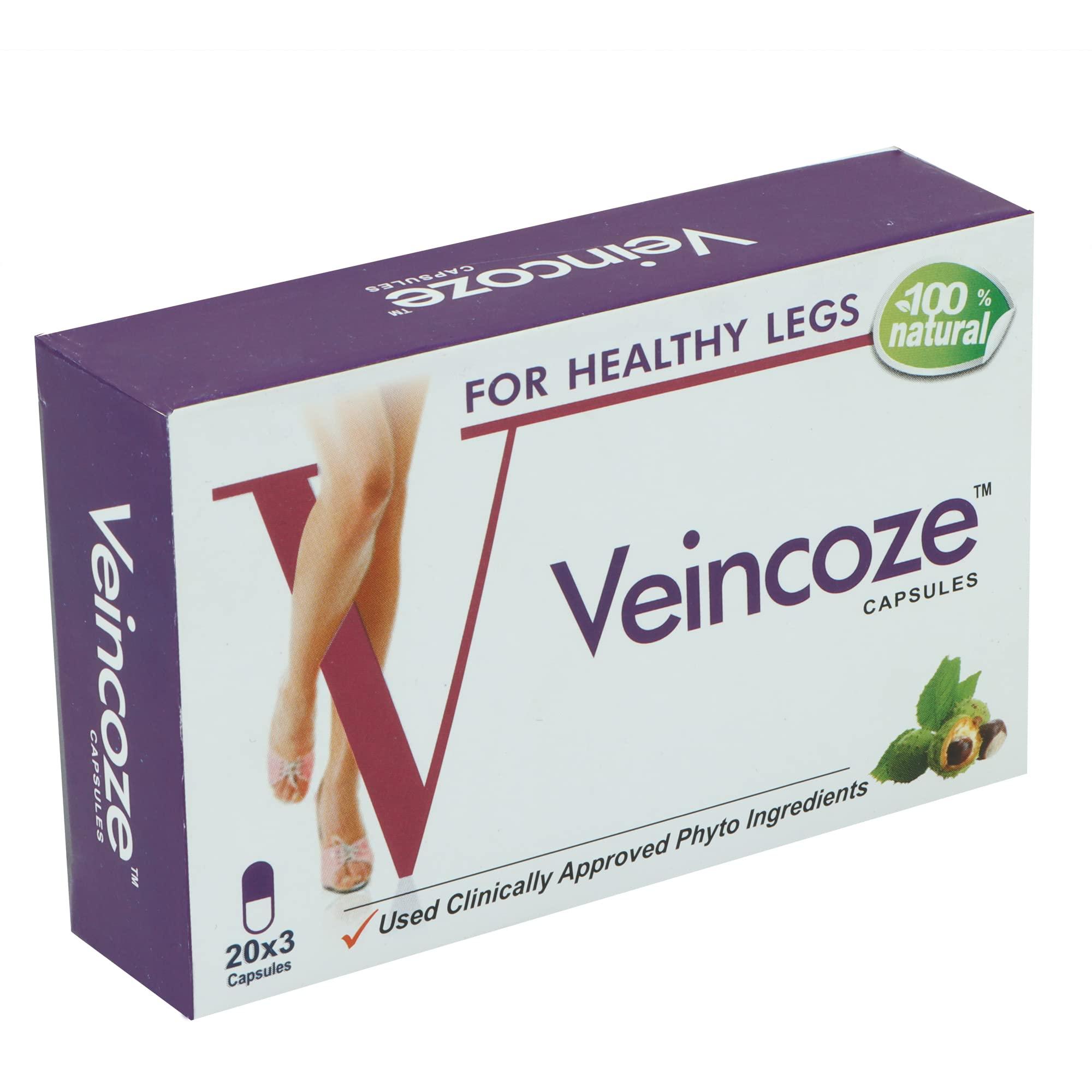 Veincoze Veincoze Capsule Pack Of 3 20 Capsule for Management Of Varicose Veins, Spider Veins, Varicocele Helps reach the root cause of varicose veins Reduces Cramps, Itching & Swelling