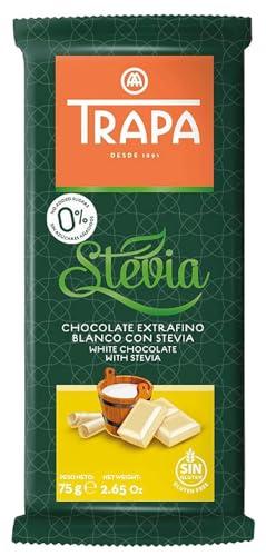 Trapa TRAPA STEVIA Extra FINO Blanco CON Chocolate BAR 75 GM Pack of 2