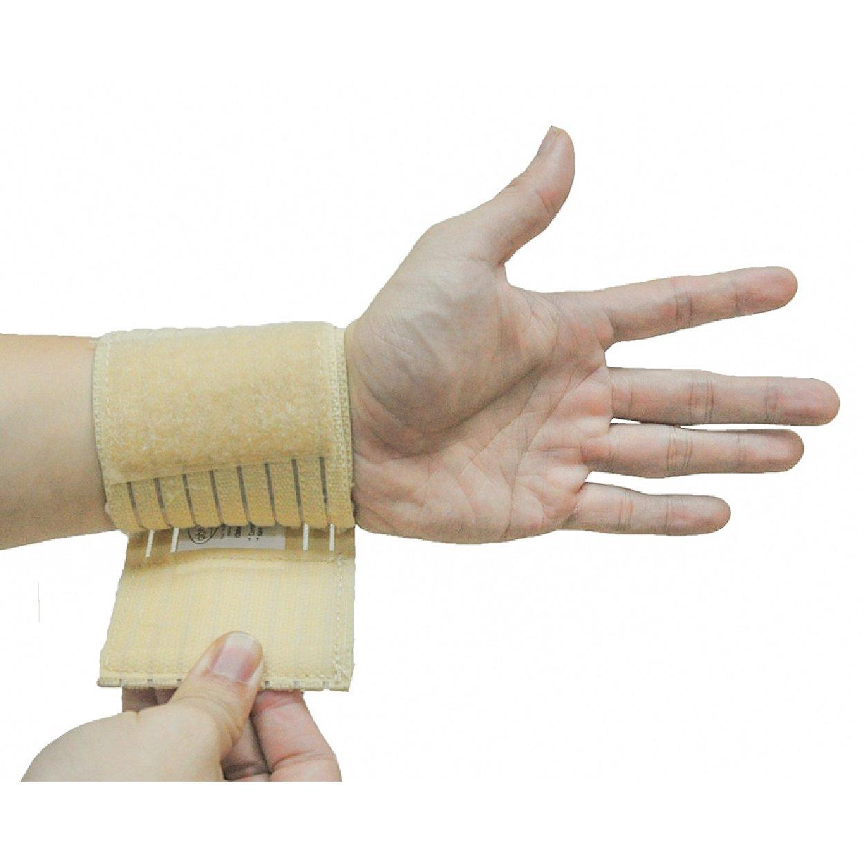 OBBO MED ObboMed MB-1100N Elastic Wrist Support Wrap with Hook and Loop Fastener for Size Adjustment, Wrist Pain, Sports Band Brace Protector - One Size Fits All- Beige