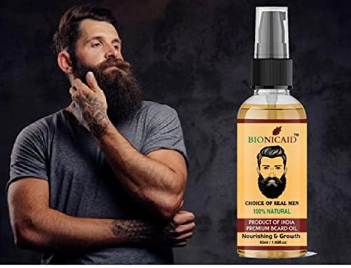 BIONICAID Bionicaid 100% Natural Beard Growth Oil |10 Natural Oils including Jojoba Oil, Vitamin E, Nourishment, No Harmful Chemicals Beard Hair Oil (50ML)
