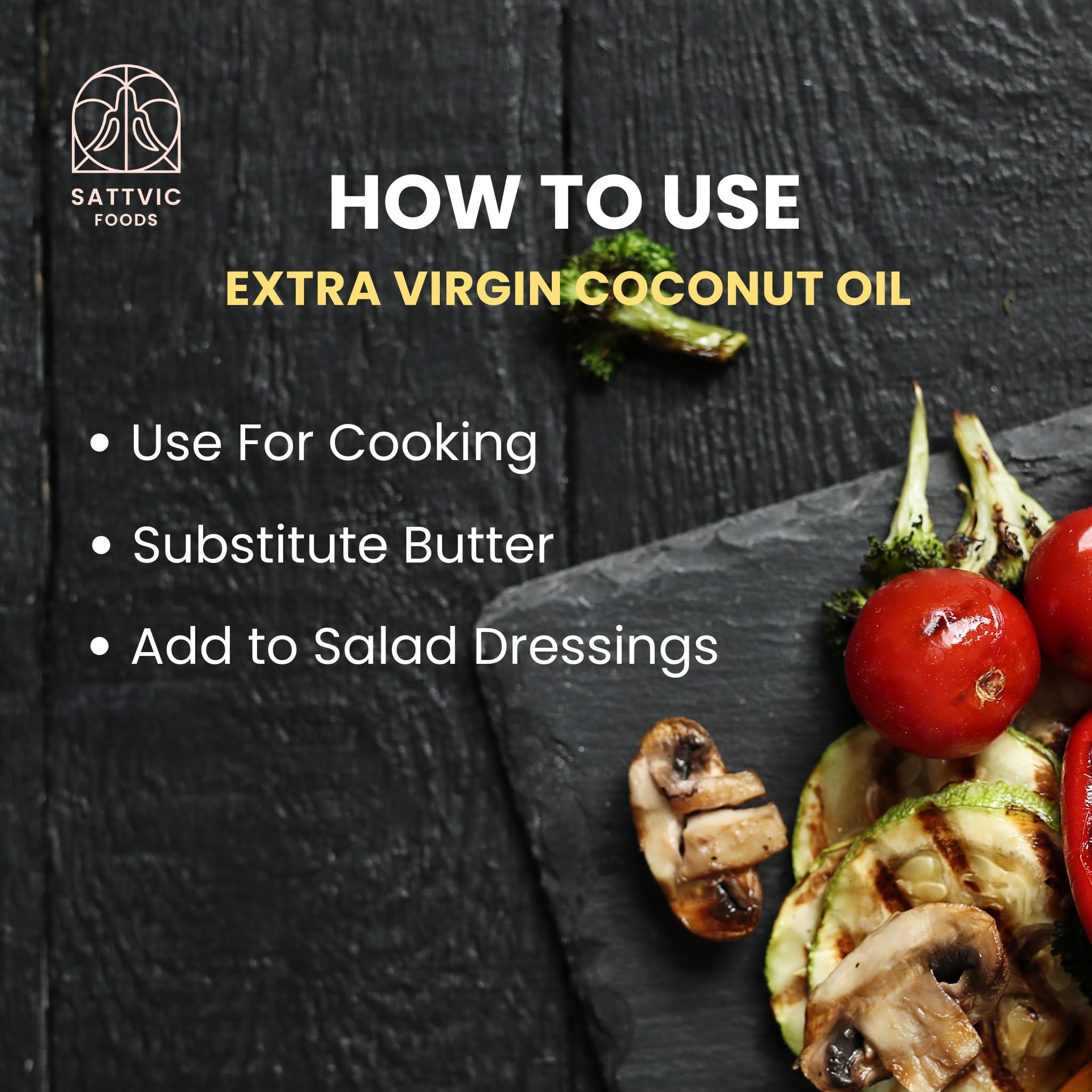 Sattvic Foods Sattvic Foods Wet-Milled Extra Virgin Coconut Oil (1 ltr) Nariyal ka Tel | Cold-Pressed & Certified Organic | Raw and Unrefined | Glass Bottle | Use in Cooking, Frying, Baking, Oil-Pulling