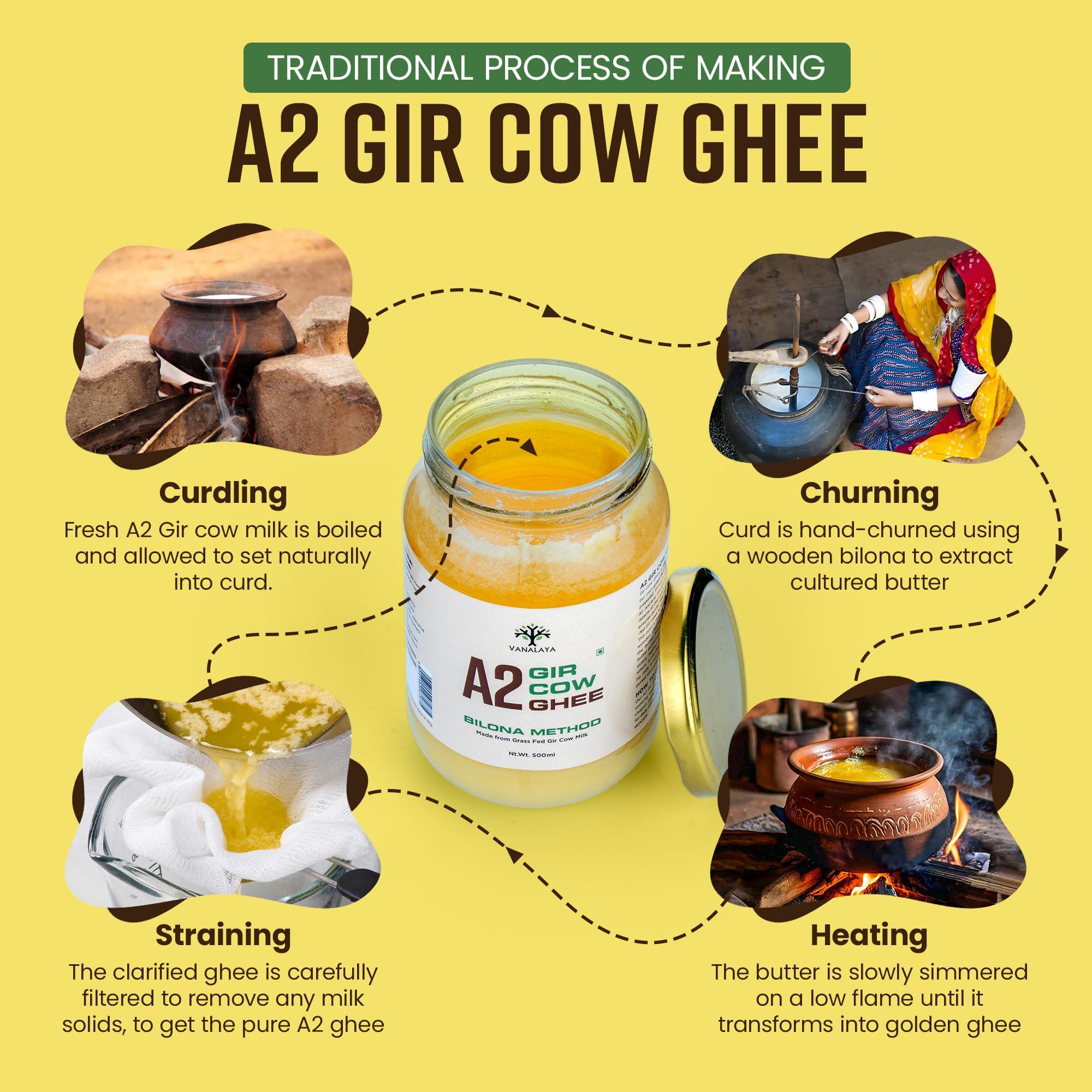 VANALAYA Vanalaya Organic A2 Desi Gir Cow ghee from A2 Milk Prepared by Traditional Bilona Method -200ml