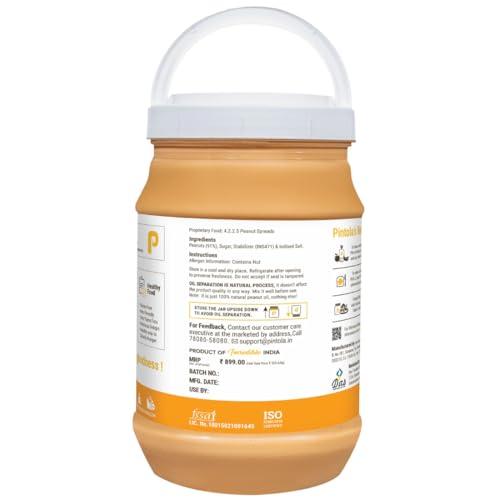 Pintola PINTOLA Original Classic Peanut Butter Crunchy 2.5kg - with High Protein 26g & 7.2g Fiber, Premium Roasted Nuts, Gluten Free, Zero Trans Fat, with MUFA Good Fats, Vit E & B3, Dairy Free