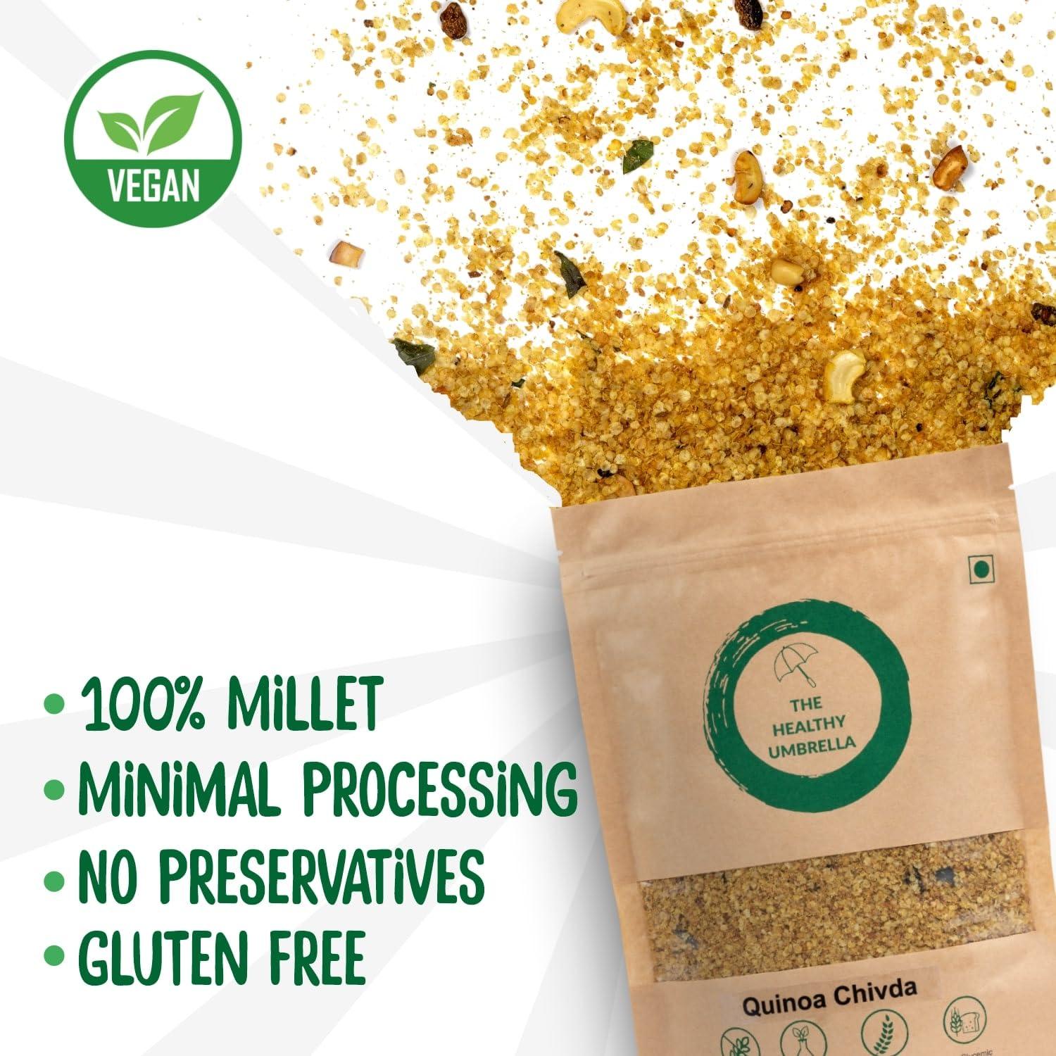 The Healthy Umbrella The Healthy Umbrella Quinoa Millet Chivda 165 gm is Perfect for Anytime Munching, Tea Time Nutritious Snack High Fiber Gluten Free Made with Unpolished Millet