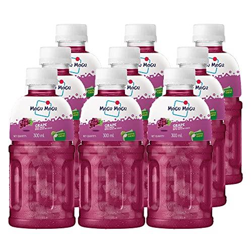 Mogu Mogu Mogu Mogu Grape Juice with 25% NATA De Coco | Energy Booster Drink | Full of Fruit Fibres | No Added Preservatives and Colours - (Pack of 9, 300ml Each)