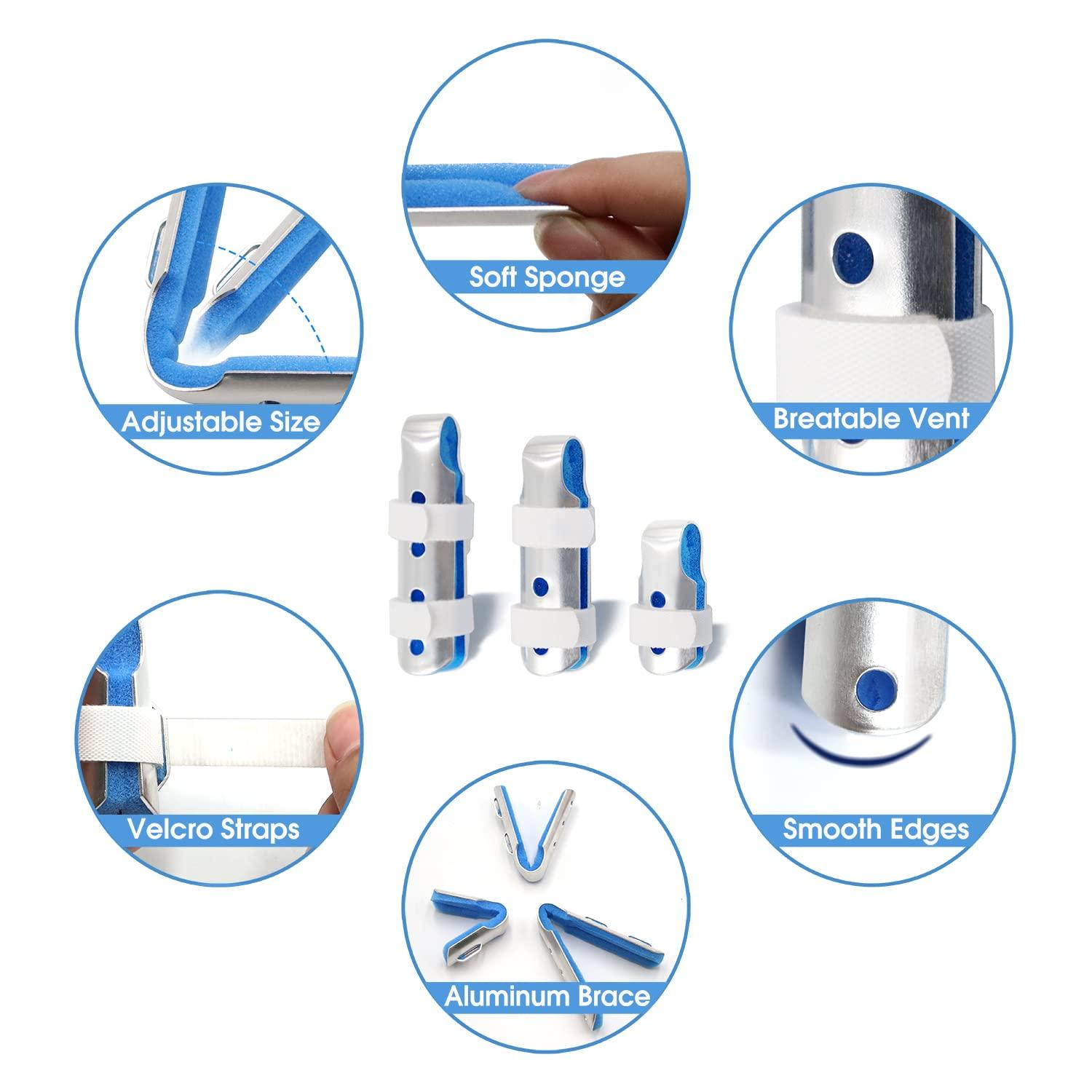 BRMDT BRMDT Trigger Finger Splint, Aluminum Thumb Splint Finger Support for Promote The Rehabilitation of Finger Fracture Fingers/Bent Finger, Adjustable Finger Brace(3 Pieces, 3 Size)
