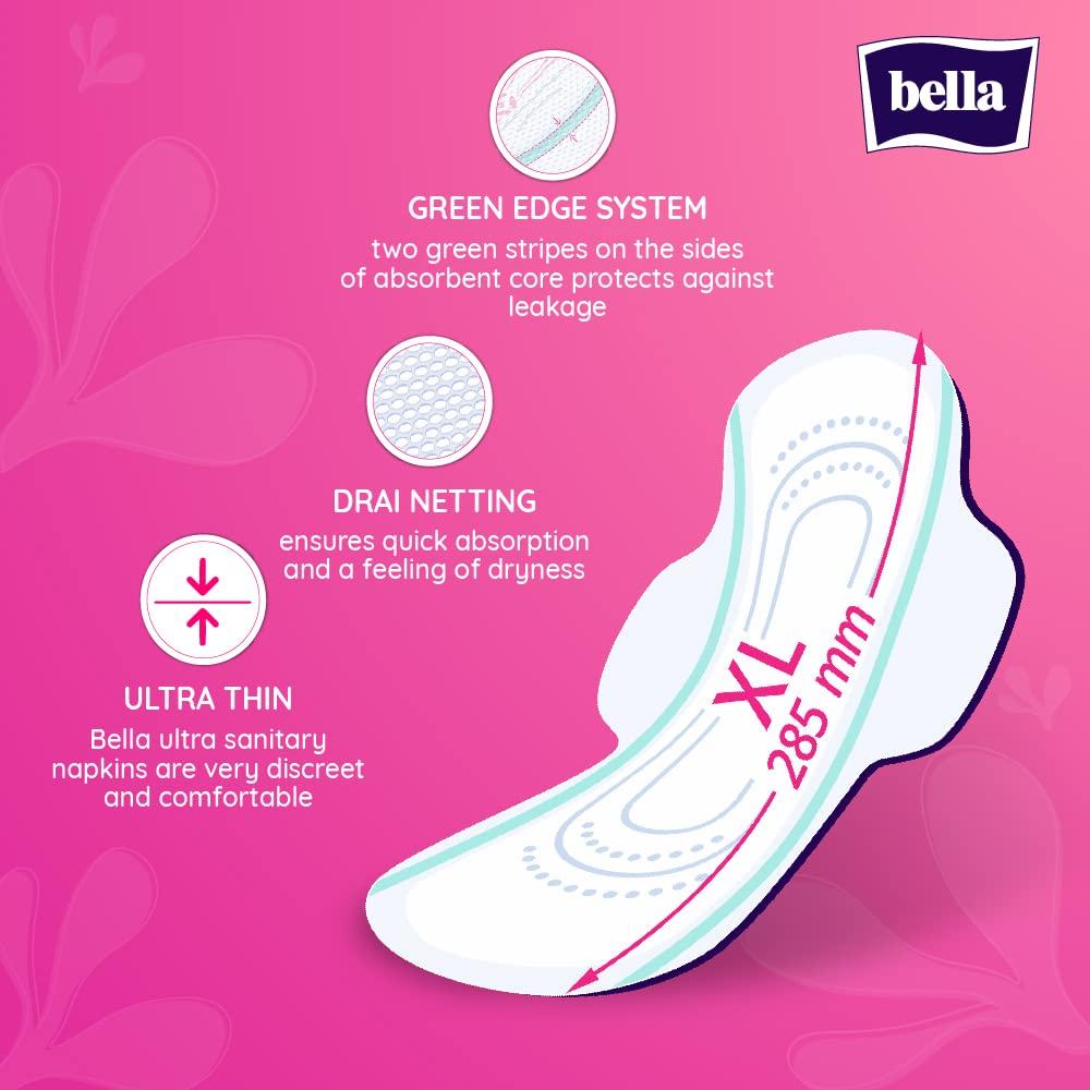 Bella Bella Ultra Drai Sanitary Napkins Extra Large 26 Pcs & Herbs Panty Liners, (Verbena Medium)(Pack Of 60)
