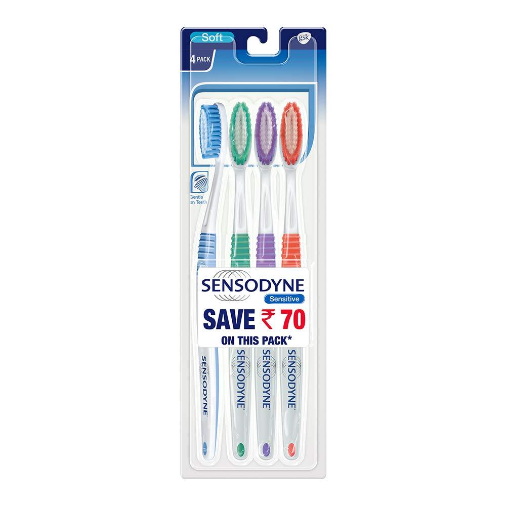 Sensodyne Sensodyne Toothbrush: Sensitive toothbrush with soft rounded bristles, 4 pieces