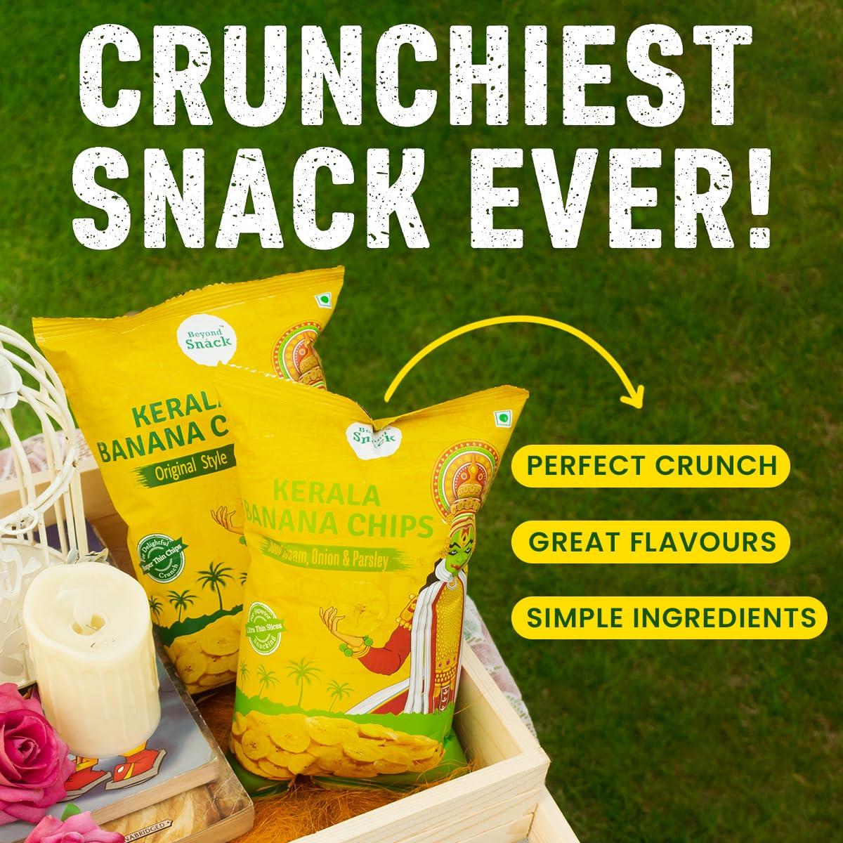 BEYOND SNACK Beyond Snack Kerala Banana Chips Thin Crunch Crispy Snacks 600g (100g*6packs) - Party Pack (600gms (Pack of 6), Combo)