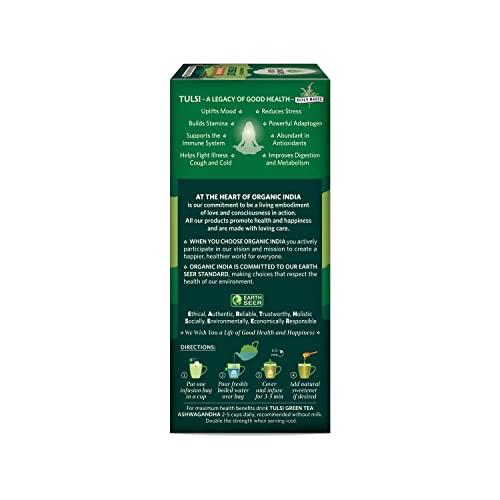 Organic India_ARIPL Organic India Tulsi Green Tea Ashwagandha - 25 Tea Bag (Pack of 1)