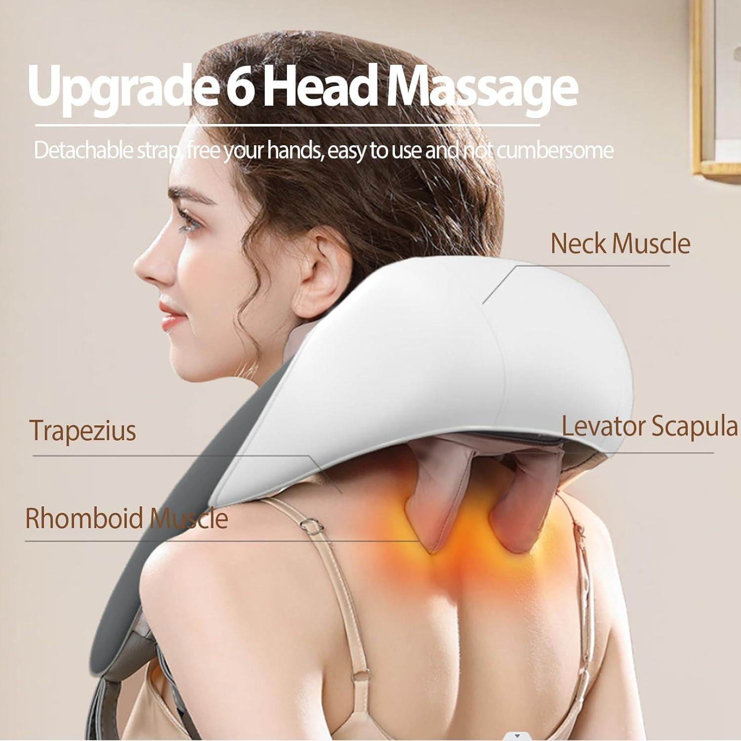 KRLZ KRLZ Neck and Back Massager with Heat,Neck Massager,Shiatsu Massager Pillow for Neck,Back,Shoulder,Legs,Body Pain Relief,Electric Rechargeable Deep Tissue 5D Kneading Massage Machine