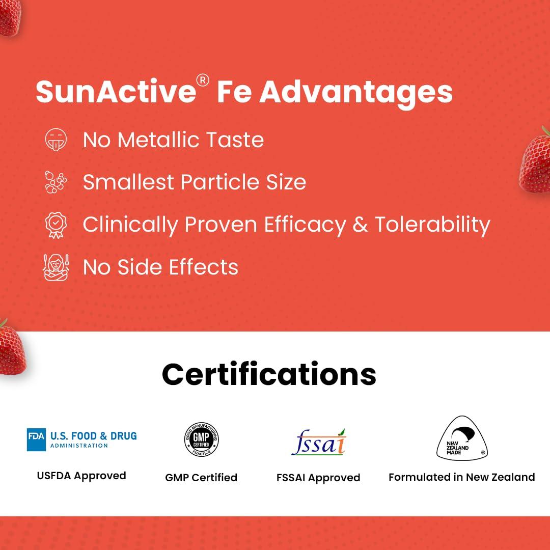 Gytree Gytree Iron Gummies for Women with W.H.O. Recommended SunActive Fe | Pregnancy Safe Clinically Proven Iron Supplement For Women | Boosts Haemoglobin & Body Immunity |Helps Treat Anaemia (Pack of 30)