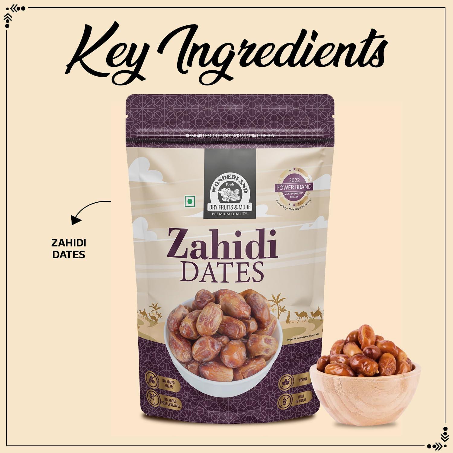 WONDERLAND FOODS (DEVICE) WONDERLAND FOODS Dry Fruits Zahidi Dates 400g Pouch | Healthy & Nutritious Soft Khajoor | Khajur Rich in Iron, Fibre & Vitamins