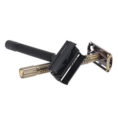 Layfuz Metal Double-Edged Shaving Razor Safety Beard Razor Manual Mustache Removal Traditional Shaving Tool for Hotel Home Travel