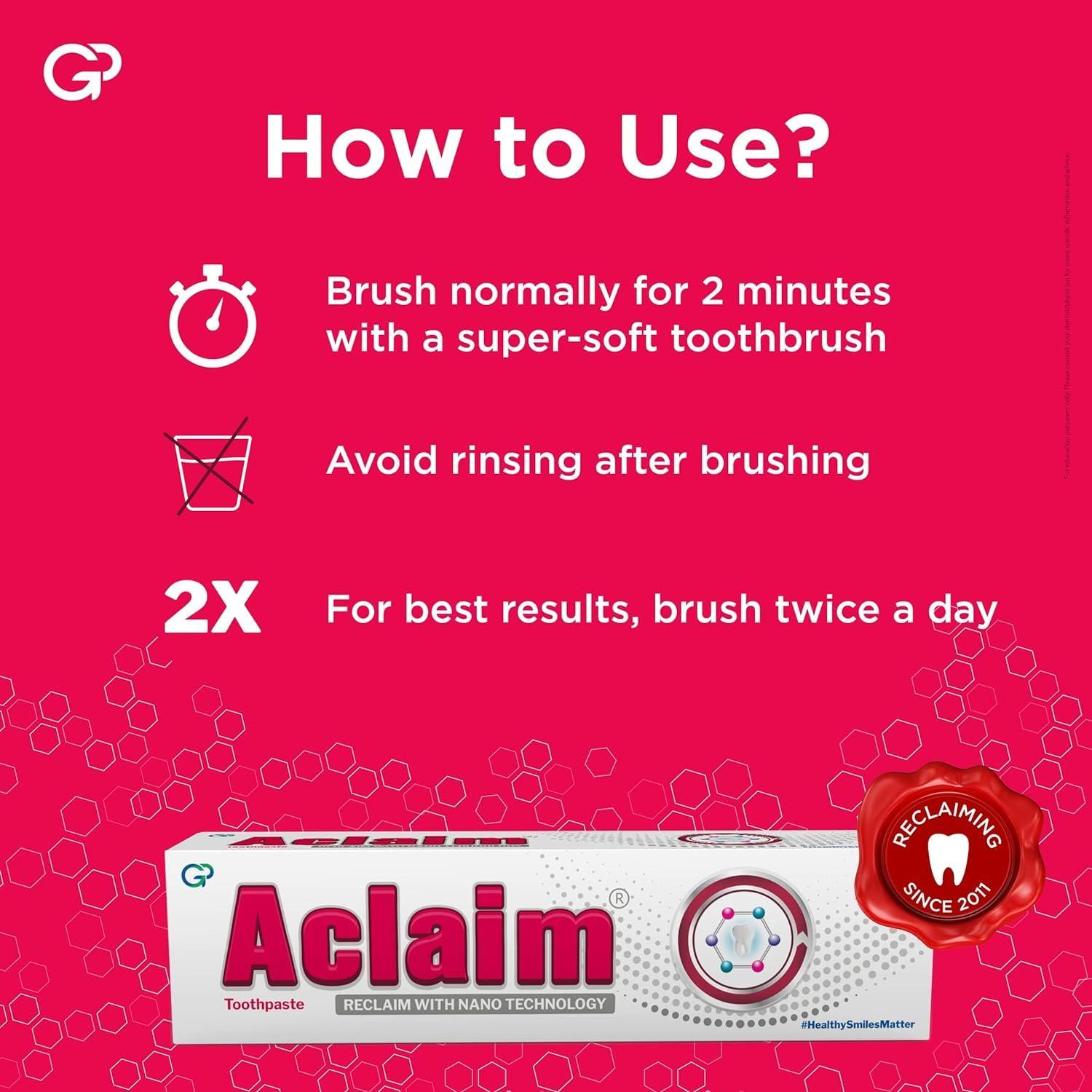 Aclaim Aclaim Toothpaste for Remineralisation | Protect Teeth Enamel | Prevent Tooth Decay | Repair Enamel | Gum Care | Teeth Whitening | Fluoride-free Tooth paste for Complete Oral Care (Pack of 6) 70g each