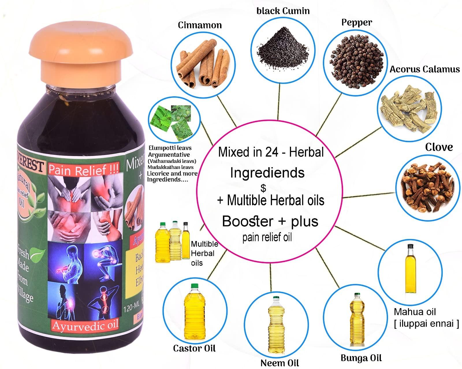 Everest Natural,Thanjavur - 614628 EVEREST Ayurvedic pain releif oil Artho Arthritis herbal oil for legs bones knee shoulder muscle joint pain knee neck (120 ML)