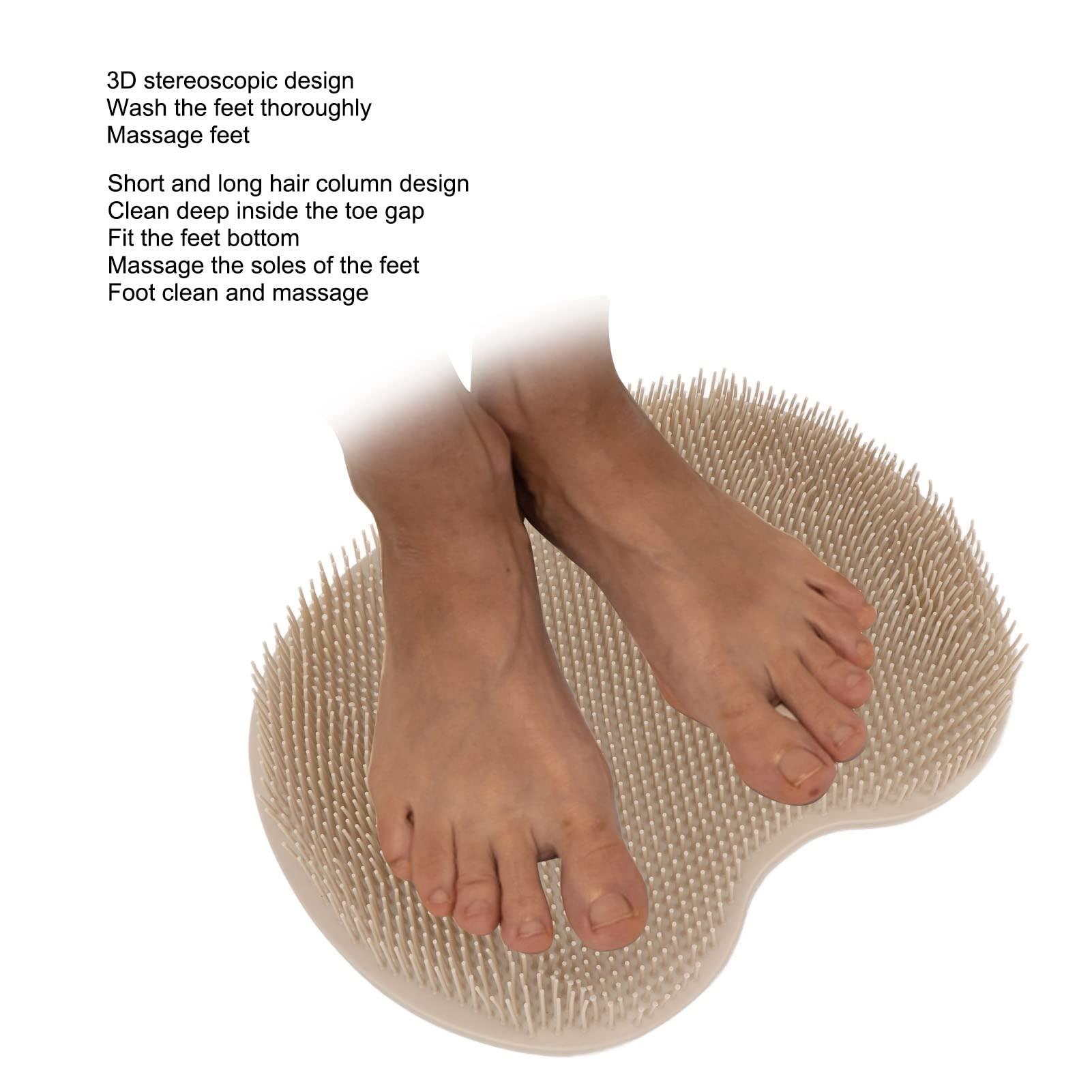 FAIG Shower Foot Massager, Foot Scrubber Mat Foldable Deeply Cleaning for Bathroom for Women (Brown)