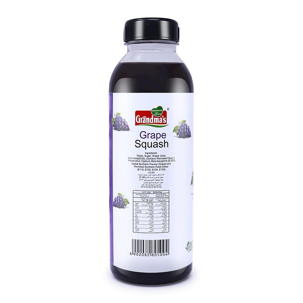Grandmas Grandmas Grape Squash 500ml - Pack of 2 | 100% Natural Fresh and Juicy Grape Crush