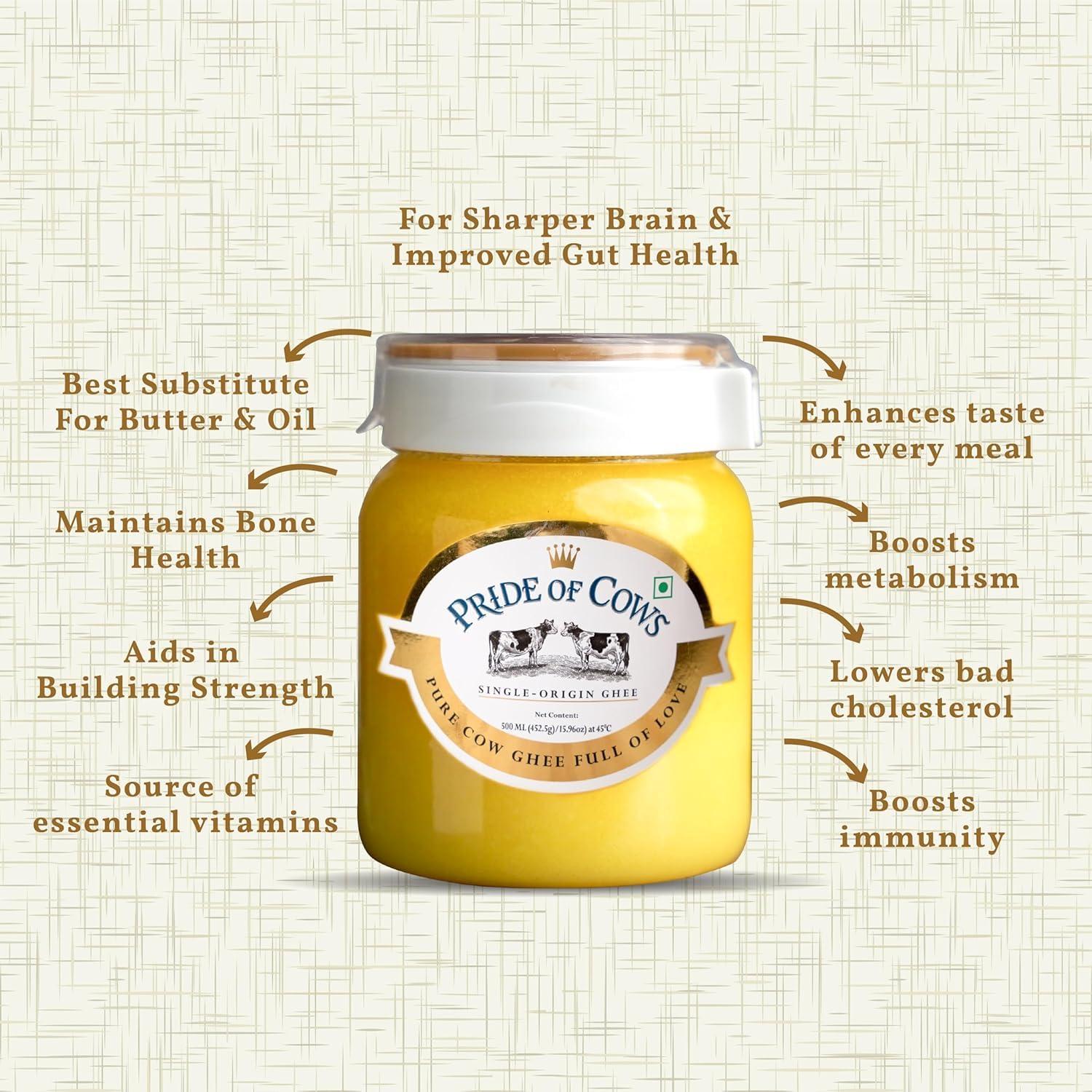 Pride of Cows Pride Of Cows Pure Ghee 500 ML I Single Origin I Untouched by Human Hands