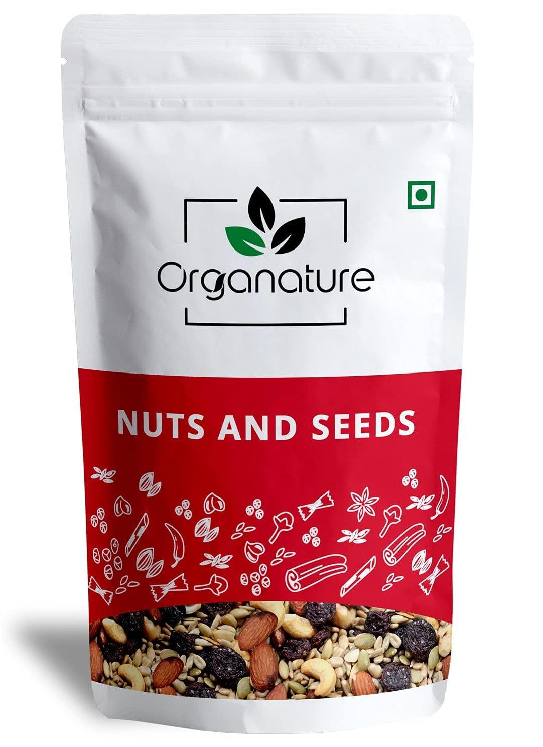 Organature Organature Super Healthy Mixed Nuts, Assorted Dry Fruit Nut Mix with Seeds, Raisins for Eating, Mixes Dry Fruits (850 Grams)