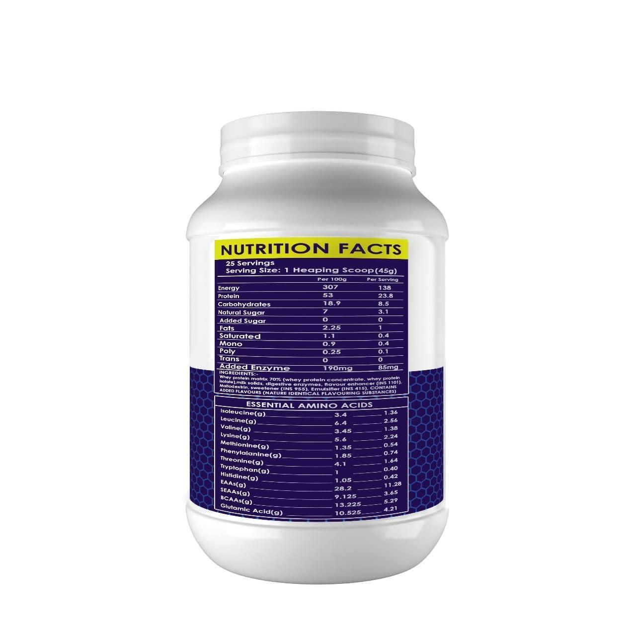 Muscle Asylum Muscle Asylum Premium Whey Protein l 1kg, 25 Servings l Kulfi Flavor l With Genuine Lab Reports l Muscle Building & Recovery | Increased Muscle | Easy to Digest | with 5.2g Bcaa per serve