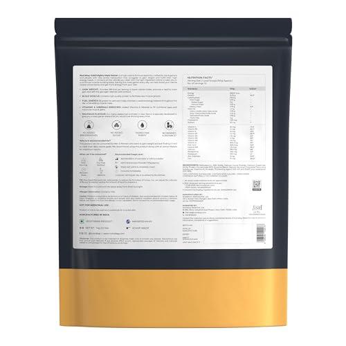 Nutrabay Nutrabay Gold Mighty Mass Gainer Powder - 1kg, Chocolate Supreme | 16.3g Protein, 78g Carbs, 389 Calories | 100% Veg | Vitamins & Minerals Rich Muscle Building Supplement for Men & Women