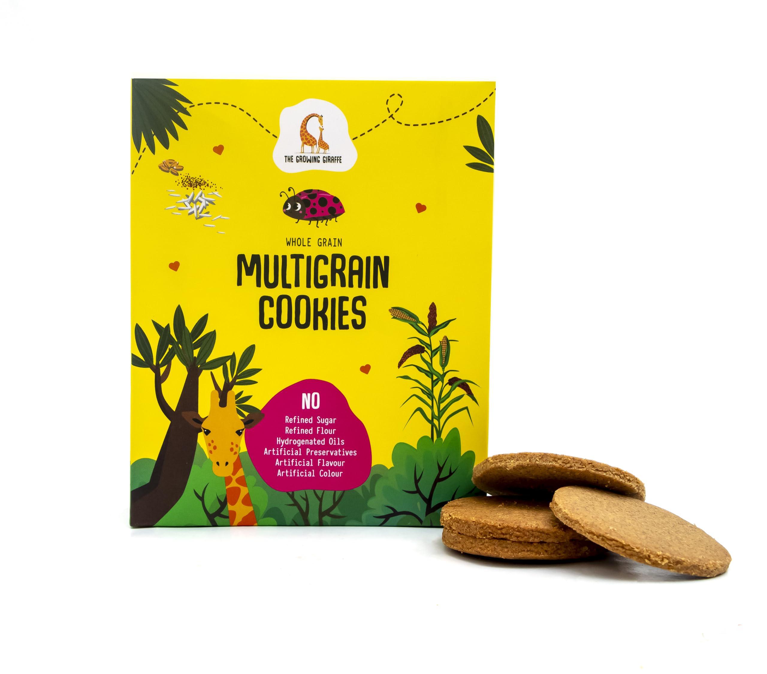 THE GROWING GIRAFFE The Growing Giraffe Multigrain Cookies (Tasty, Healthy & Nutritional Snacks for Everyone) with Ragi, Jaggery, Oats & Whole Wheat Flour | No Added Preservatives, Flavor & Color - 160 Grams (Pack of 1)