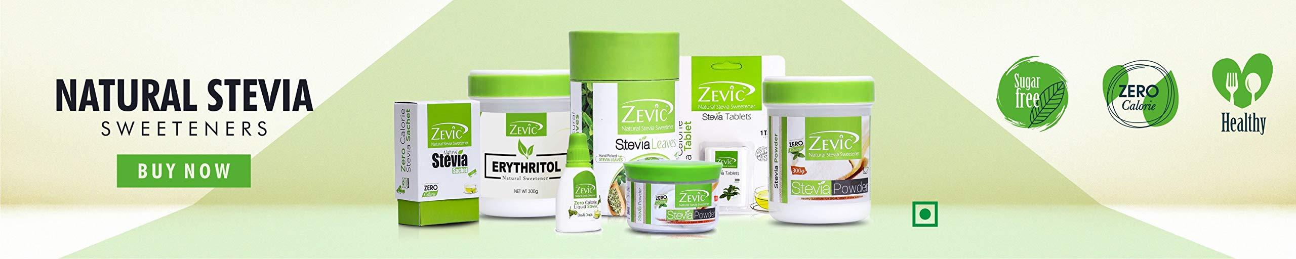 ZEVIC Zevic Stevia Sugar Free Powder | Zero Calories & Vegan | 100% Natural Sweetener Sugar Free White Powder | Keto & Diabetic Friendly - 200g (Pack of 3)