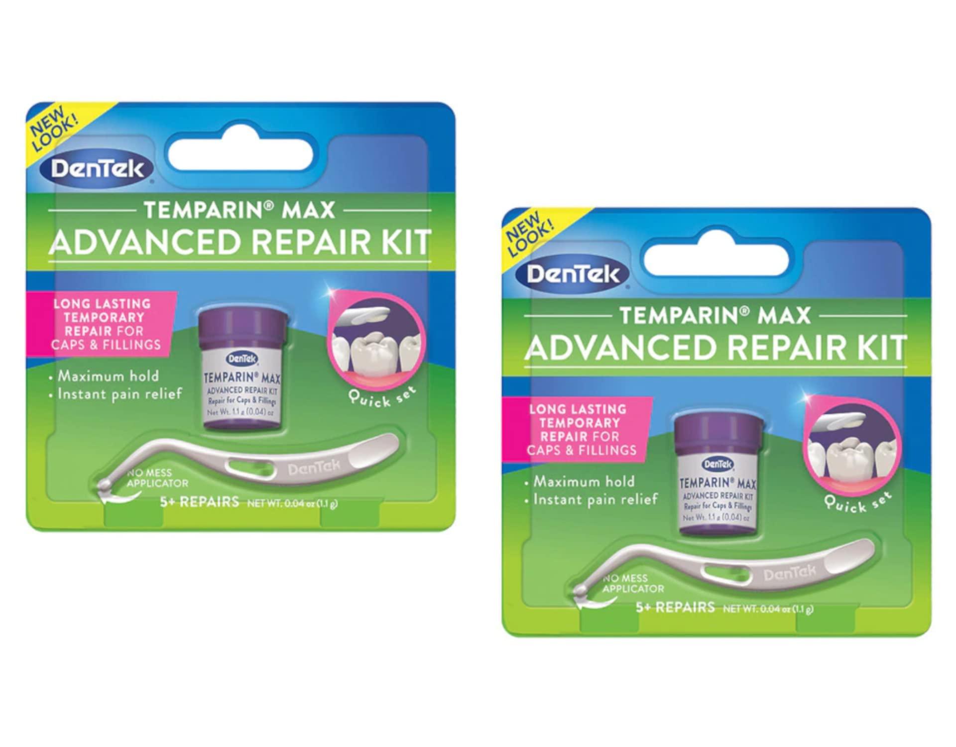 DenTek 2-Pack: Dentek Temparin Max Lost Filling And Loose Cap Repair Kit | One Step Formula | 5+ Repairs | 0.04 Ounces | 2-Pack