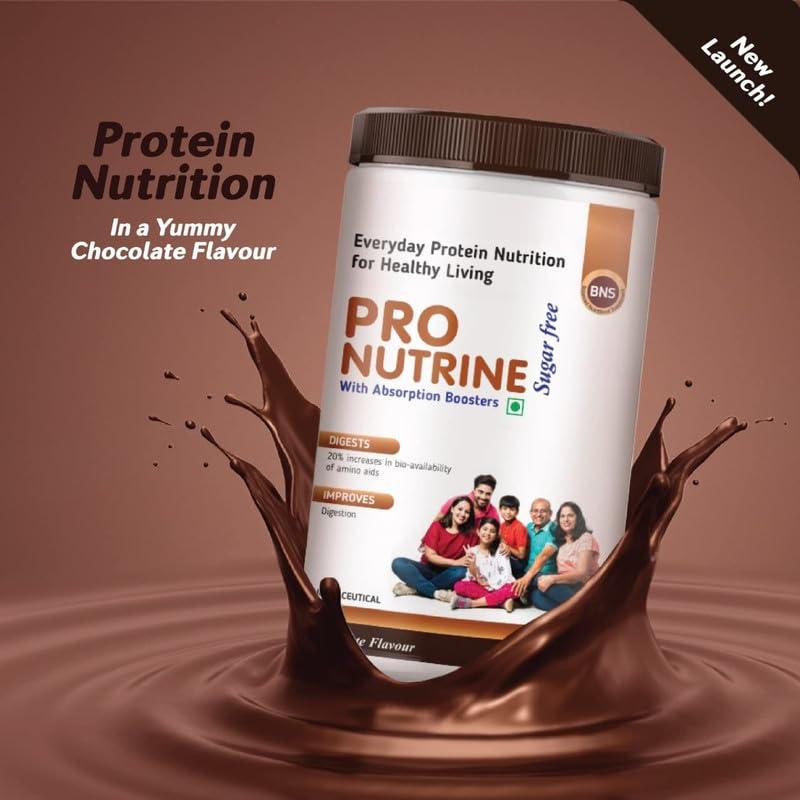 PRO NUTRINE PRO NUTRINE Chocolate Protein Powder for Family | Helps in Improve Muscle Growth, Digestion | Zero Refined Sugar | Energy Booster for Family | Premium Supplement Whey Protein - 600g