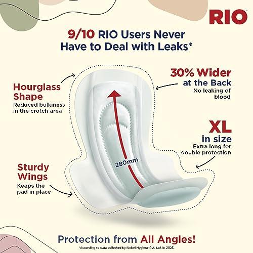 RIO RIO Sanitary Pads for women, Cottony Soft with Wings (XL) - (230mm, Pack of 14)
