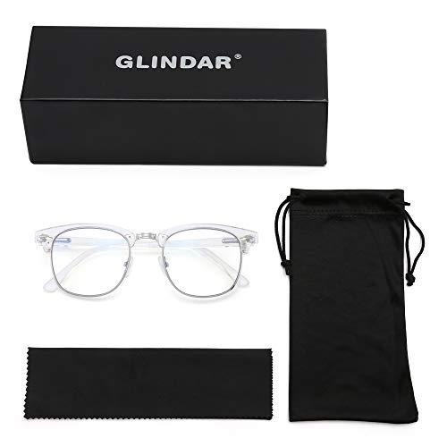 GLINDAR GLINDAR Blue Light Blocking Computer Glasses Retro Semi-rimless Style Reduce Eye Strain Video Game Eyeglasses Men Women Clear