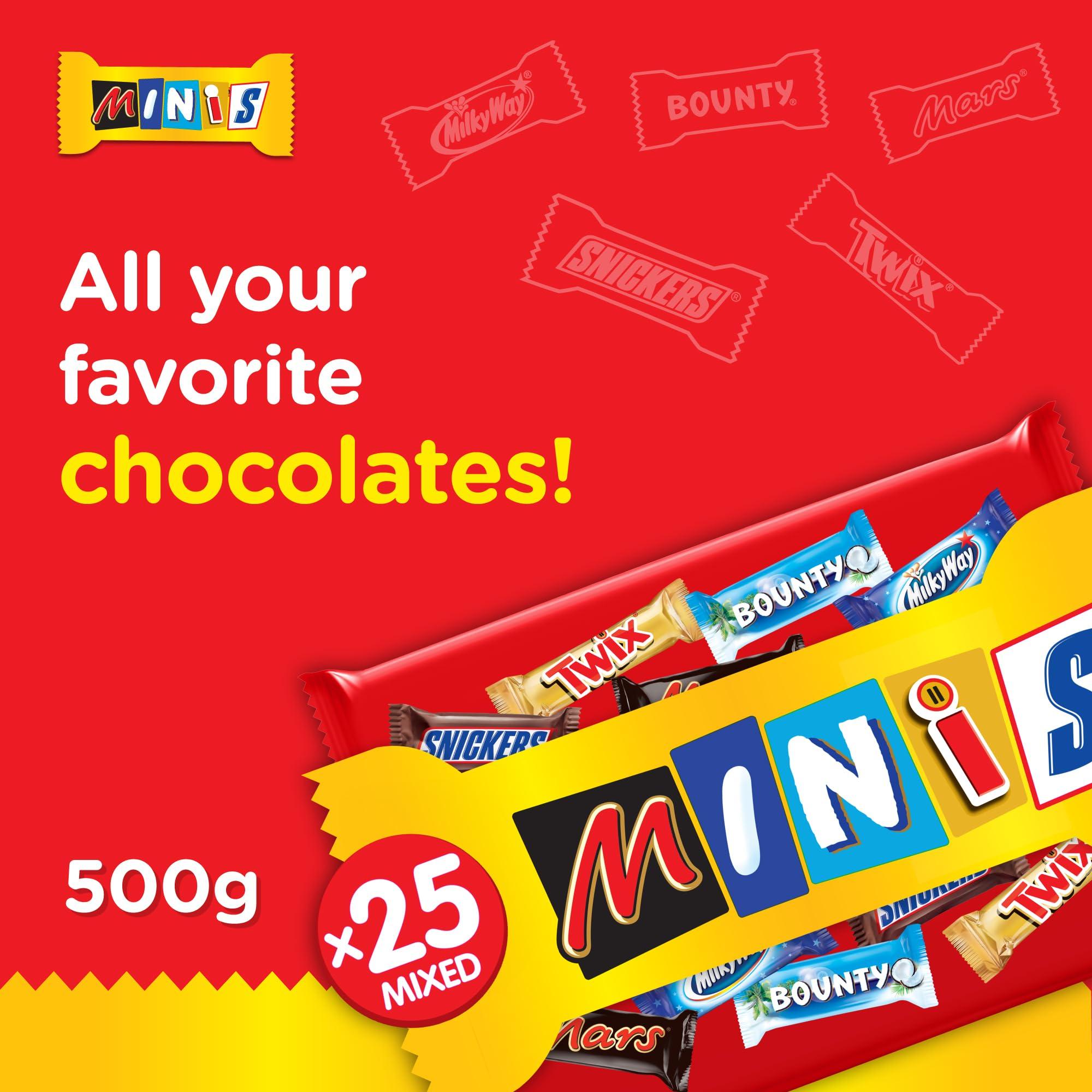 Mars Mars Minis Assorted Chocolate Bar Pouch, 500g, Orange & White