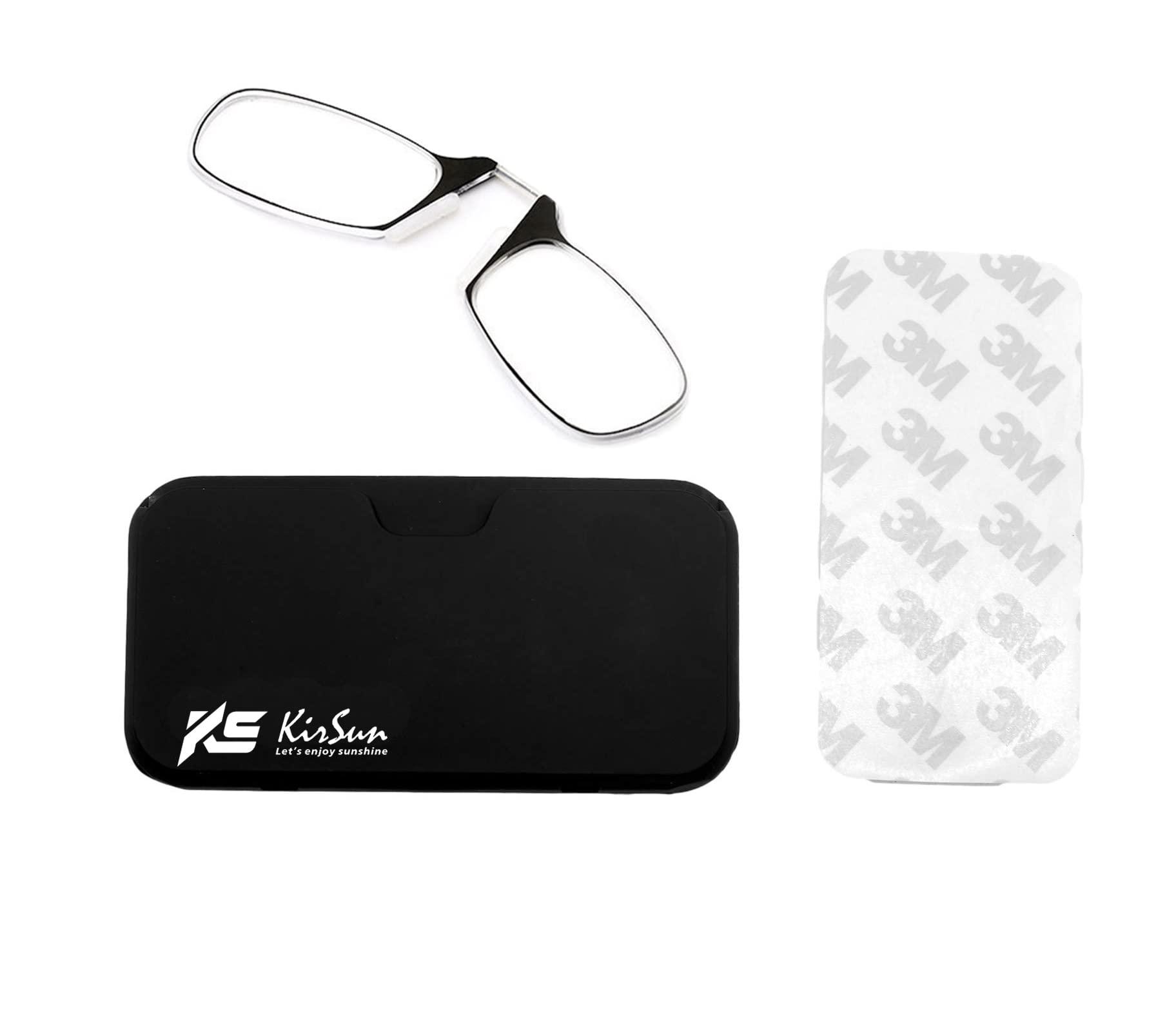 KISSUN KISSUN Reading Glasses Rectangular Lightweight Frame for Daily Carry Nose Pinching Armless Reading Glasses Women Men Readers Ultra Thin with Mini Portable Case Keychain Case (Universal Case, 3.0)