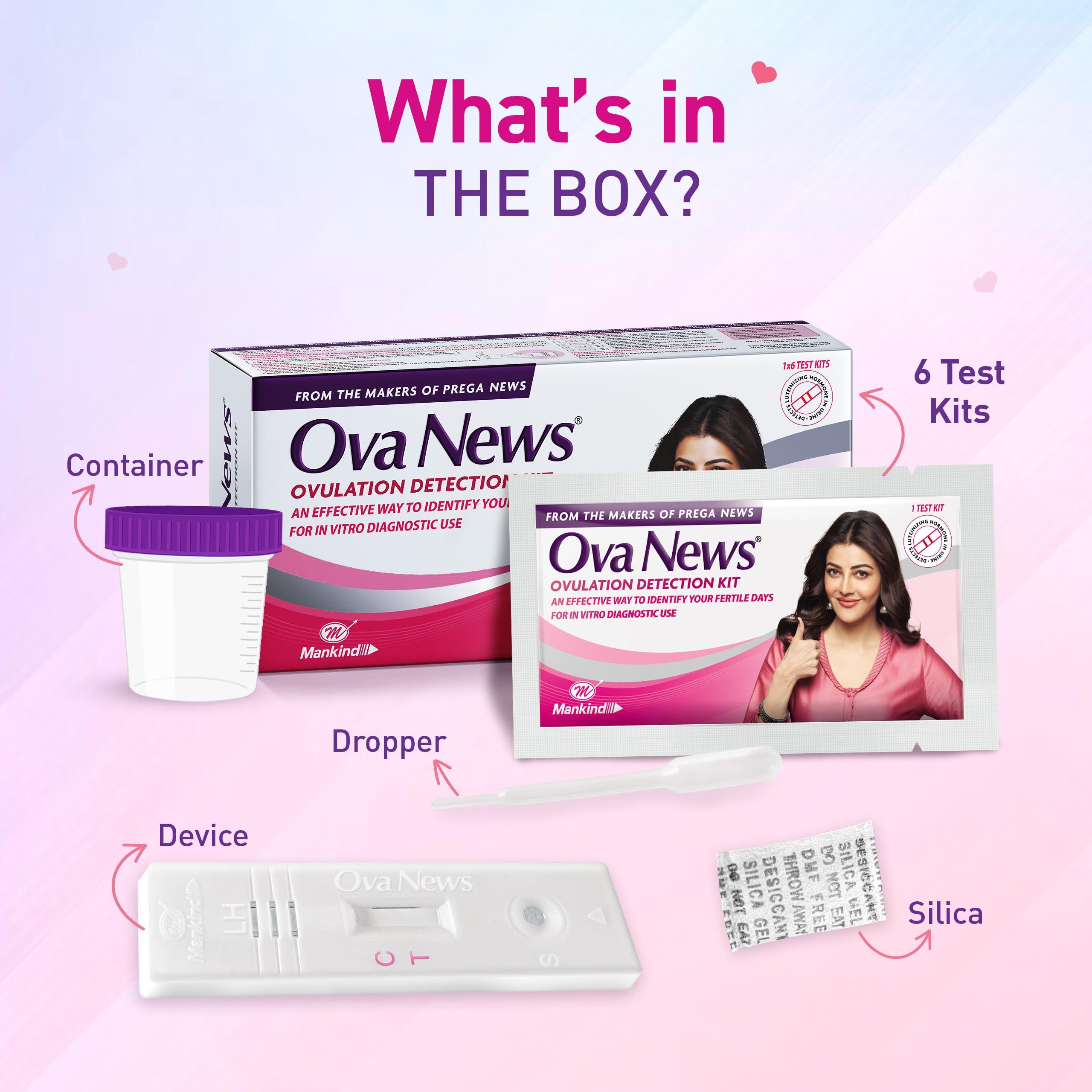 Ova News Ova News - Ovulation Detection Kit from Prega News | Identifies 5 Most Fertile Days to Conceive in 5 Mins (Pack of 5)