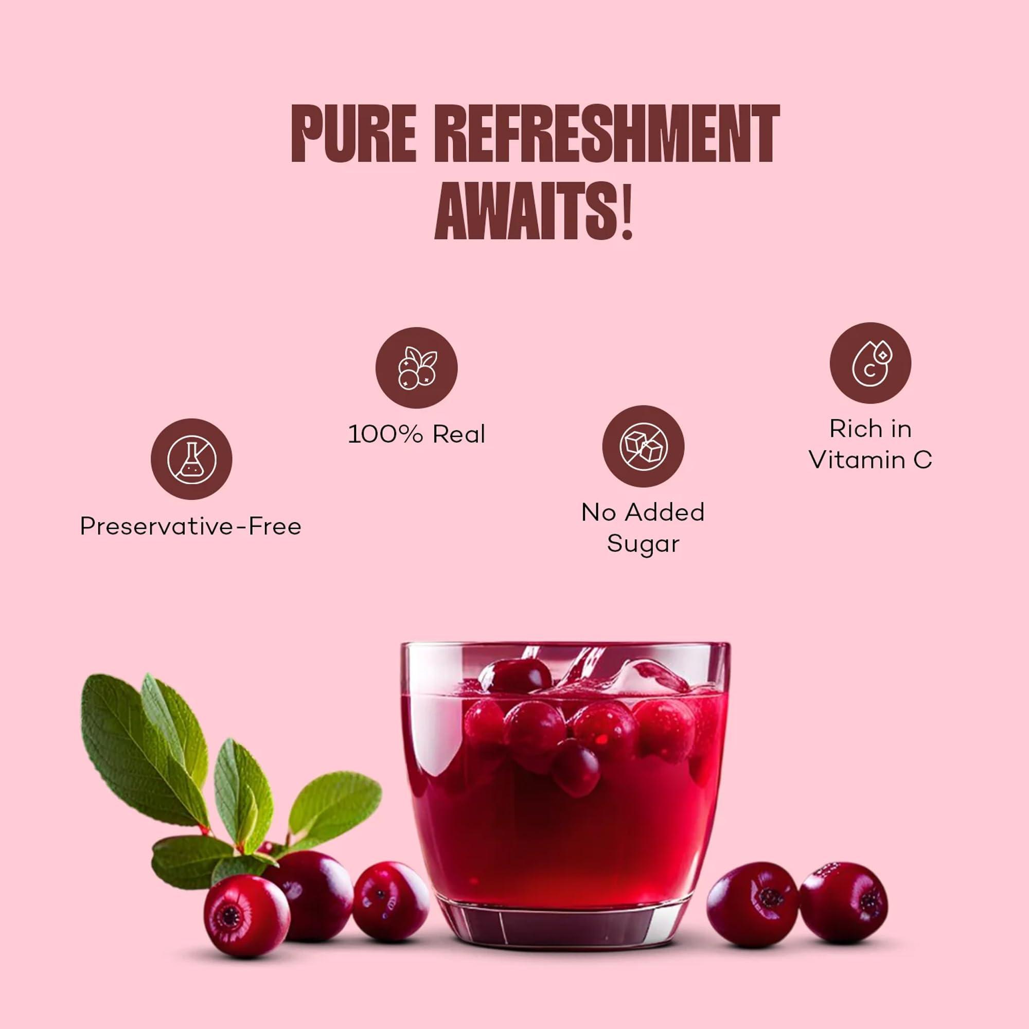 urban platter Urban Platter Canadian Cranberry Juice, 1 Litre (Unsweetened, No Added Sugar, 100% Natural Cranberry Juice, Good for UTI Health, Perfect for Cocktails and Mocktails)