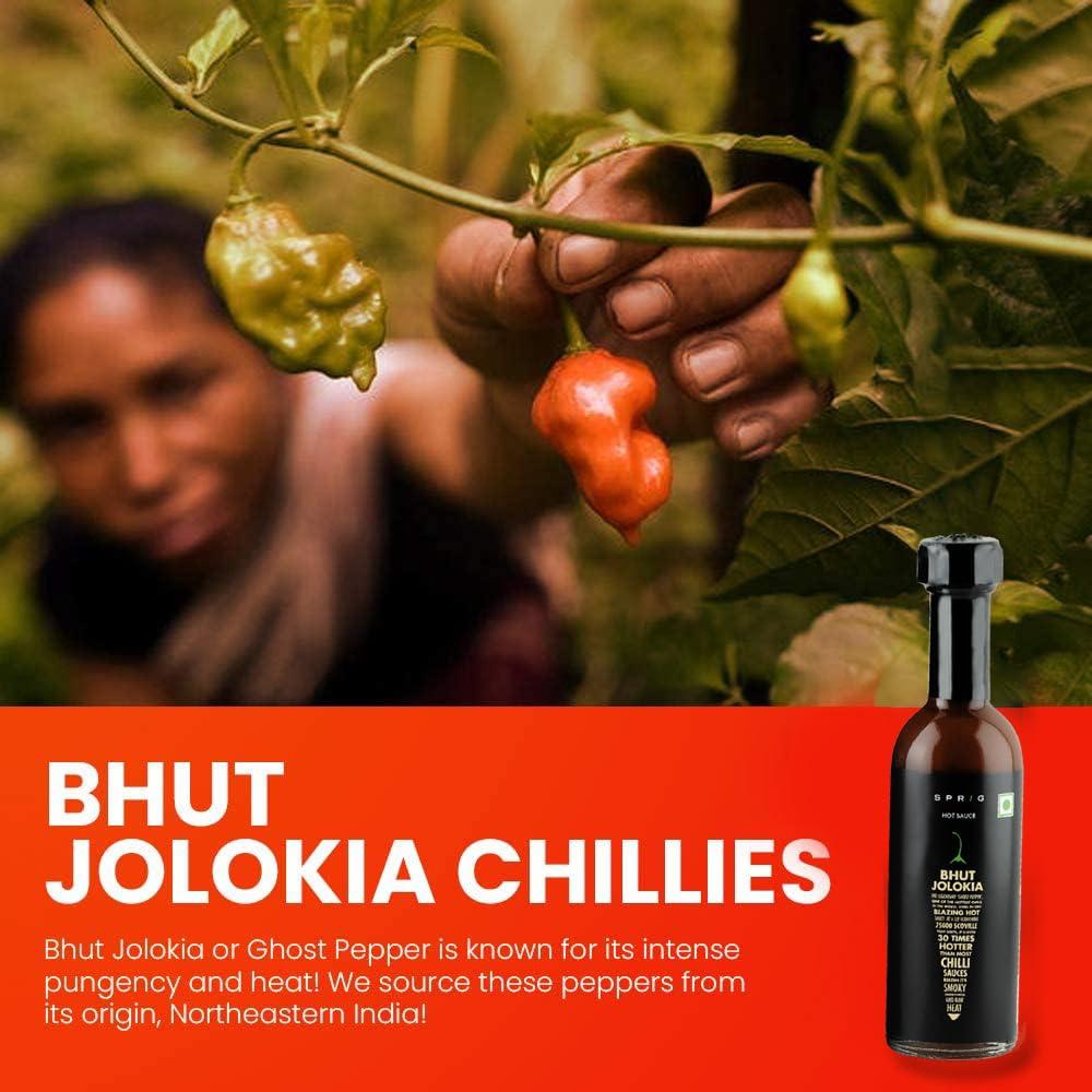 S P R I G Sprig Bhut Jolokia Sauce | Made with Worlds hottest Ghost Peppers | 75,000 SHU | 55 gms