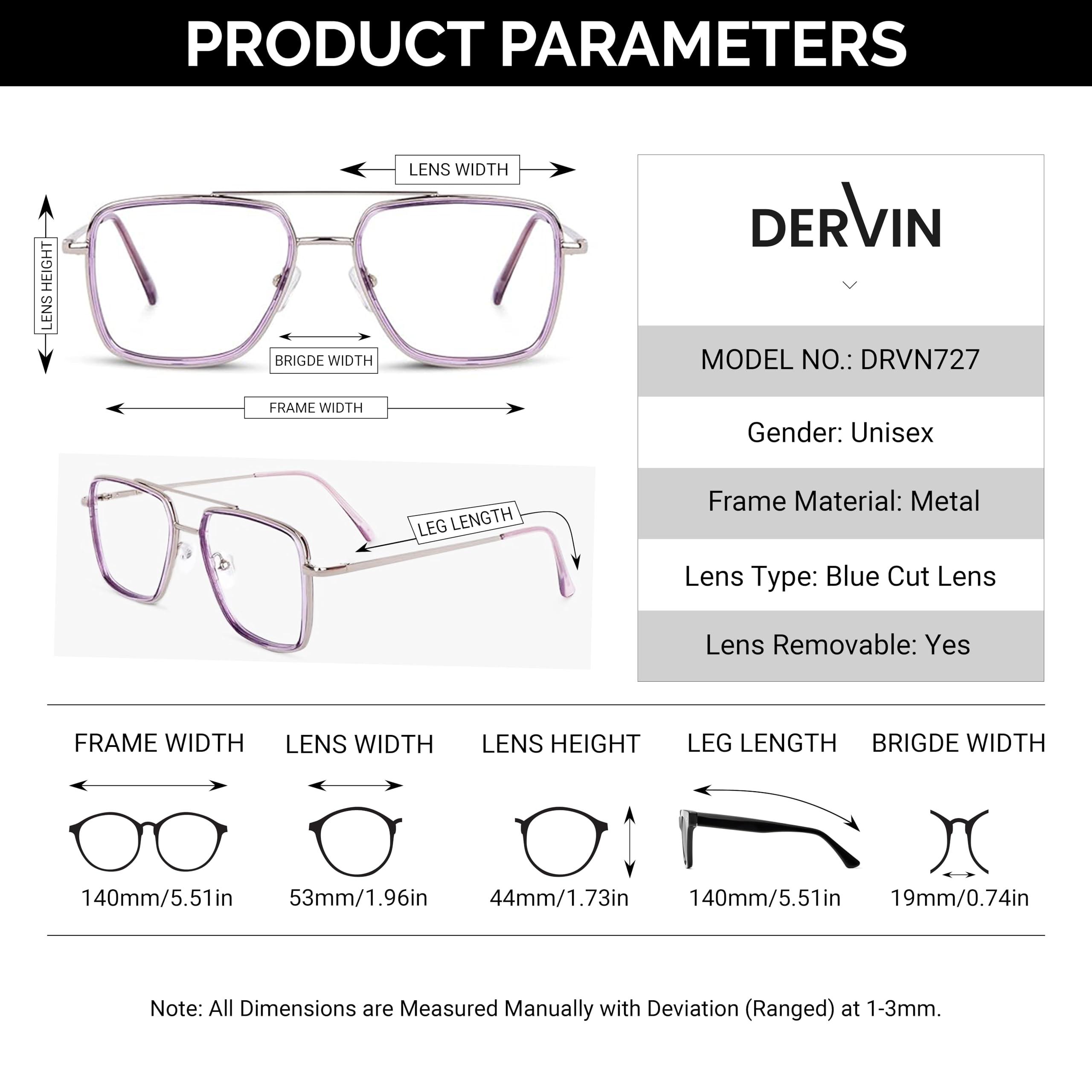 Dervin Dervin Blue Light Blocking Blue Cut Zero Power anti-glare Retro Square Eyeglasses, Frame for Eye Protection from UV by Computer/Tablet/Mobile/Laptop (Purple)