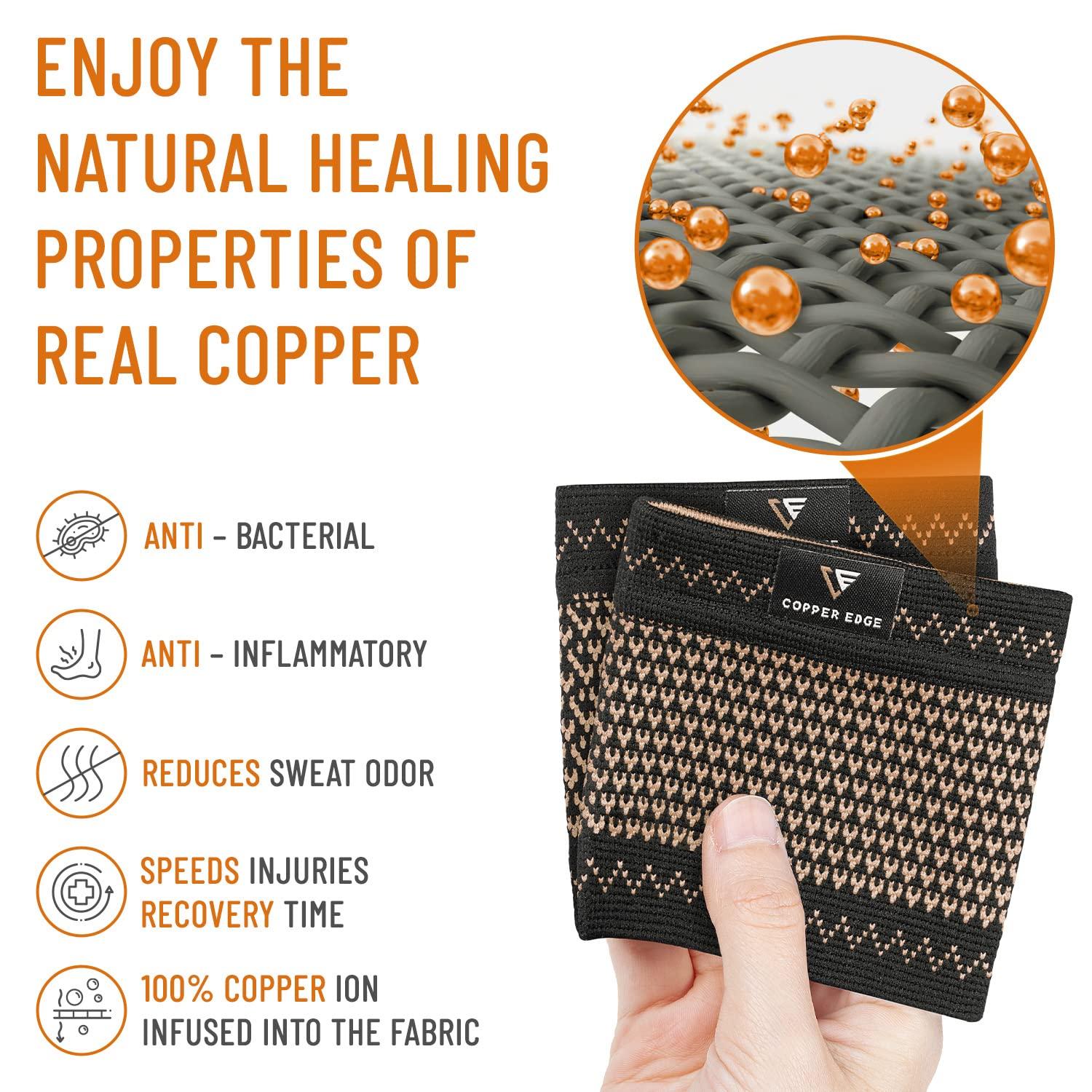 COPPER EDGE Copper Edge Copper Arch Relief Plus Support for Plantar Fasciitis. 2 Half Socks/Sleeve Compression Brace for Women and Men. Orthotics Feet Pain Aid Fit for Flat/High/Fallen Arches, Heel Spurs & Foot Care