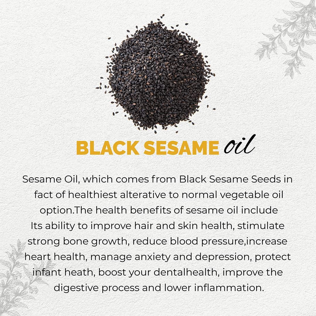 VEDCARE Vedcare Virgin Cold Pressed Black Sesame Seed Oil/Til ka Tel for Cooking, Diet, Hair & Body Massage (1 Liter)